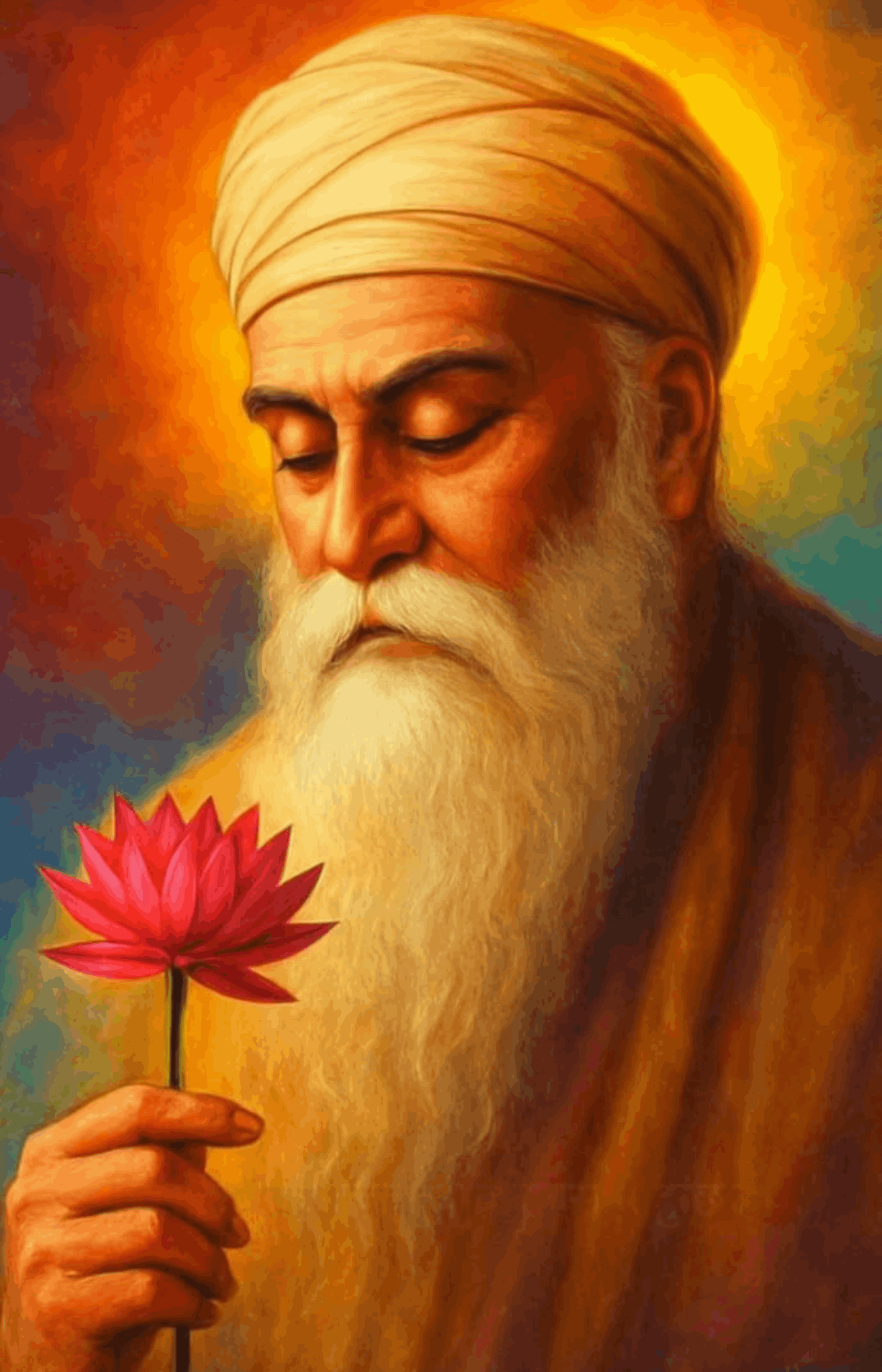 Guru Nanak Devji with Lotus