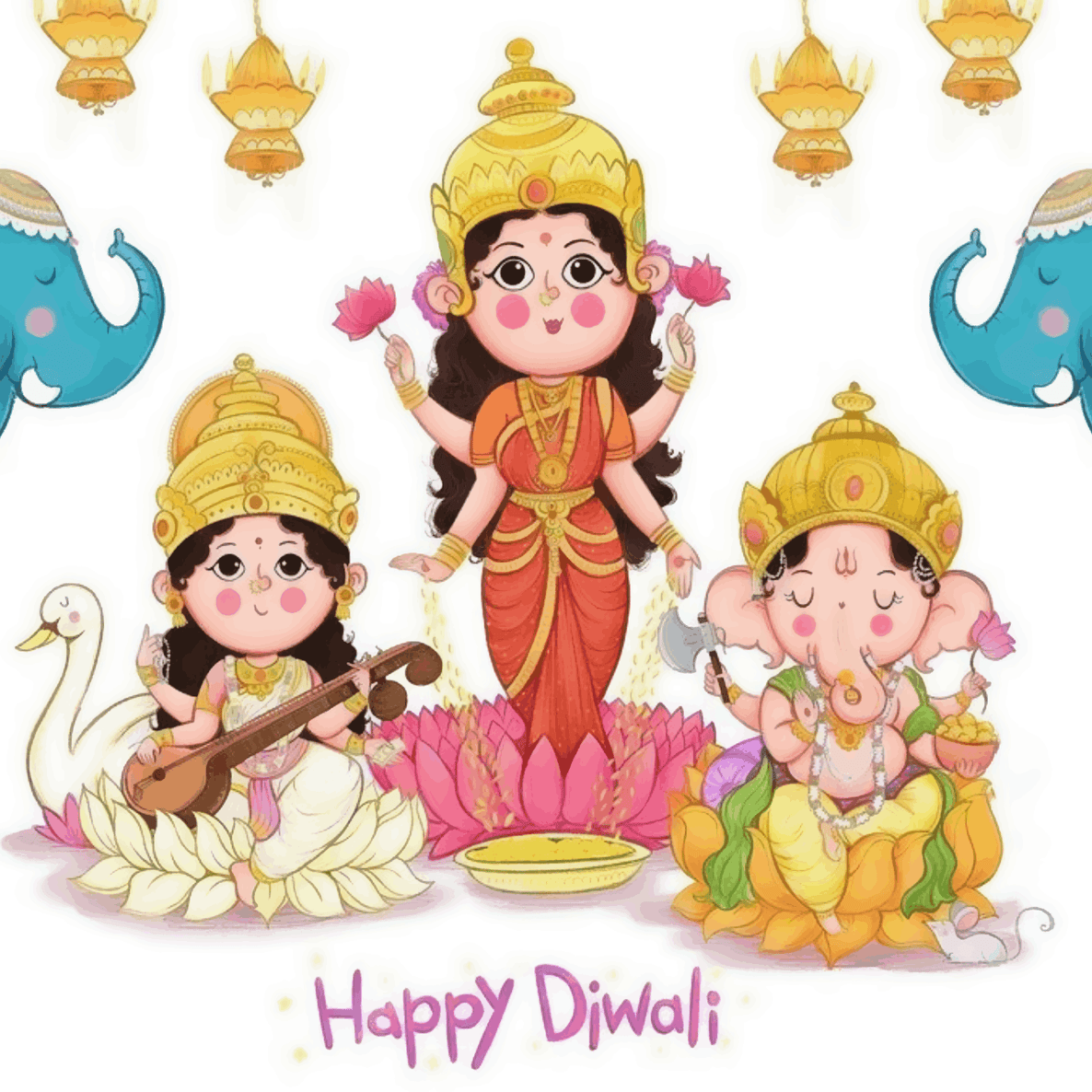 Lakshmiji Ganeshji Saraswatiji Trio- Diwali Special