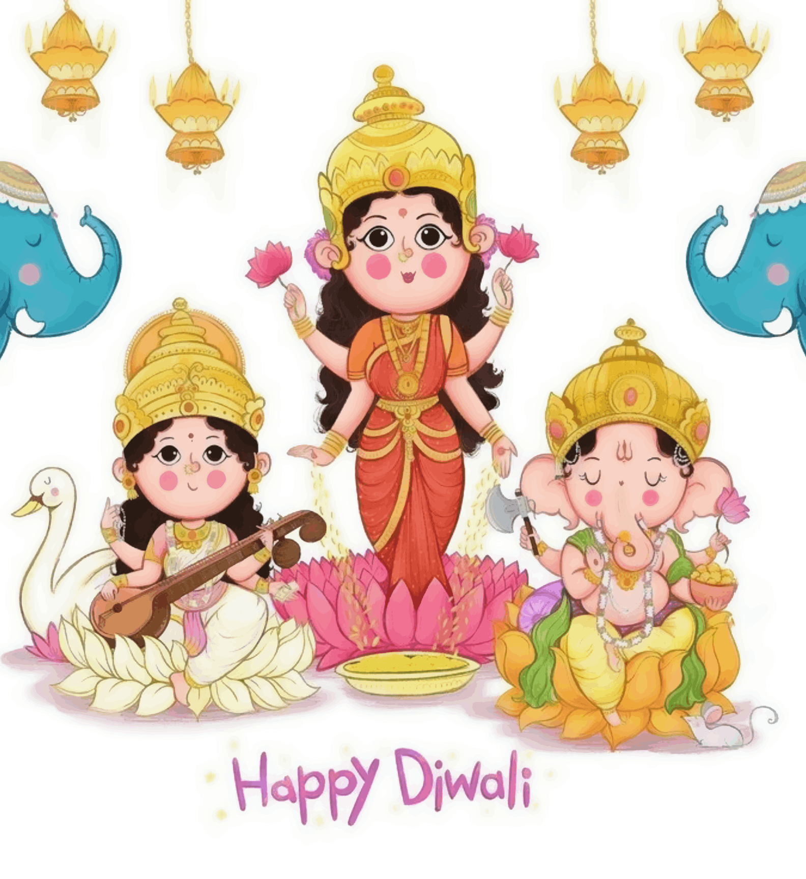 Lakshmiji Ganeshji Saraswatiji Trio- Diwali Special