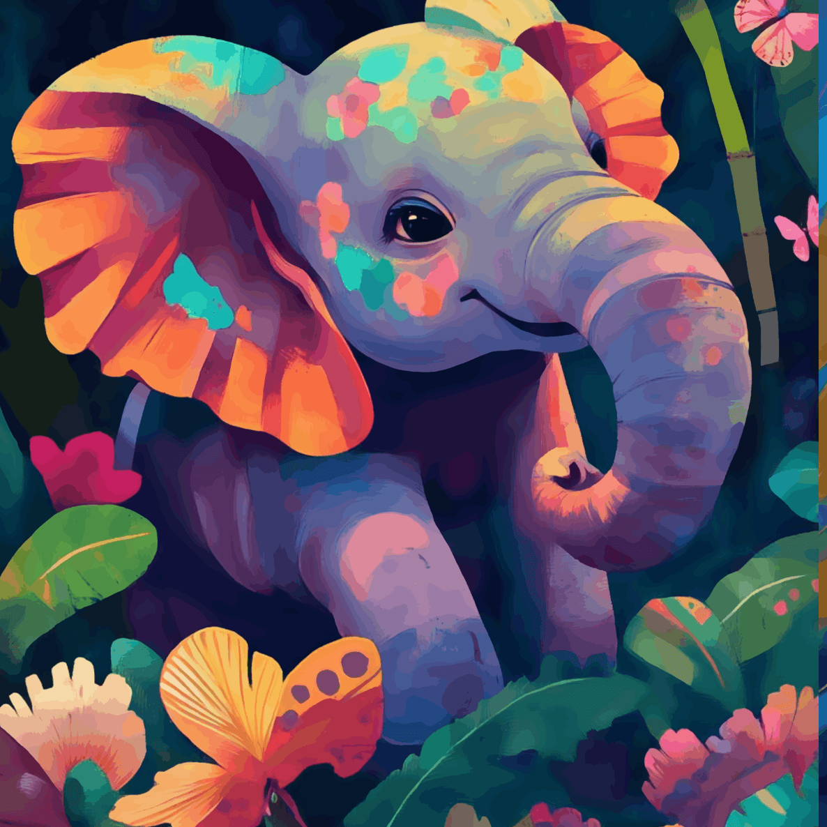 Cute Baby Elephant Joy and Good Luck