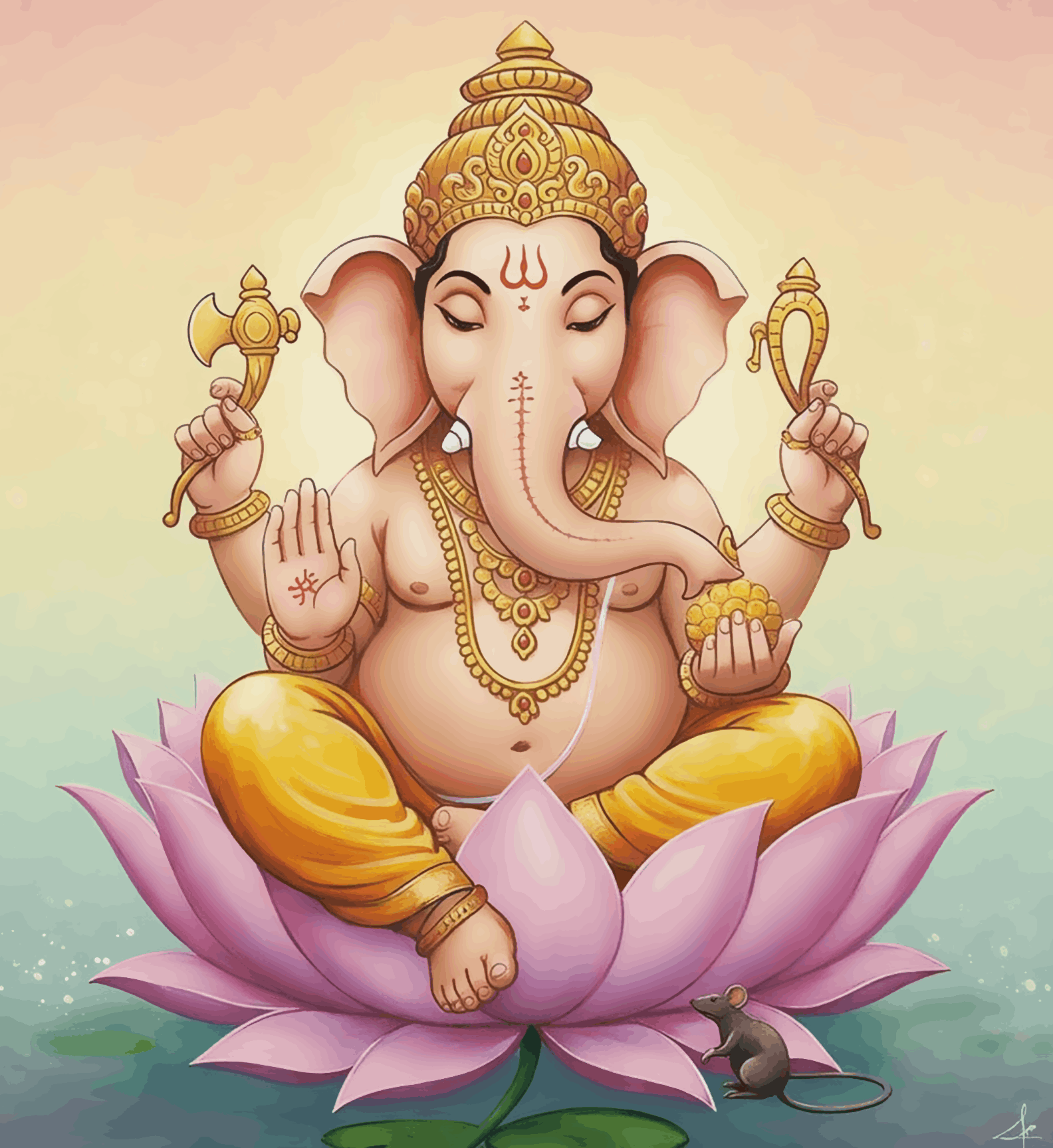 Ganesha on Lotus Throne