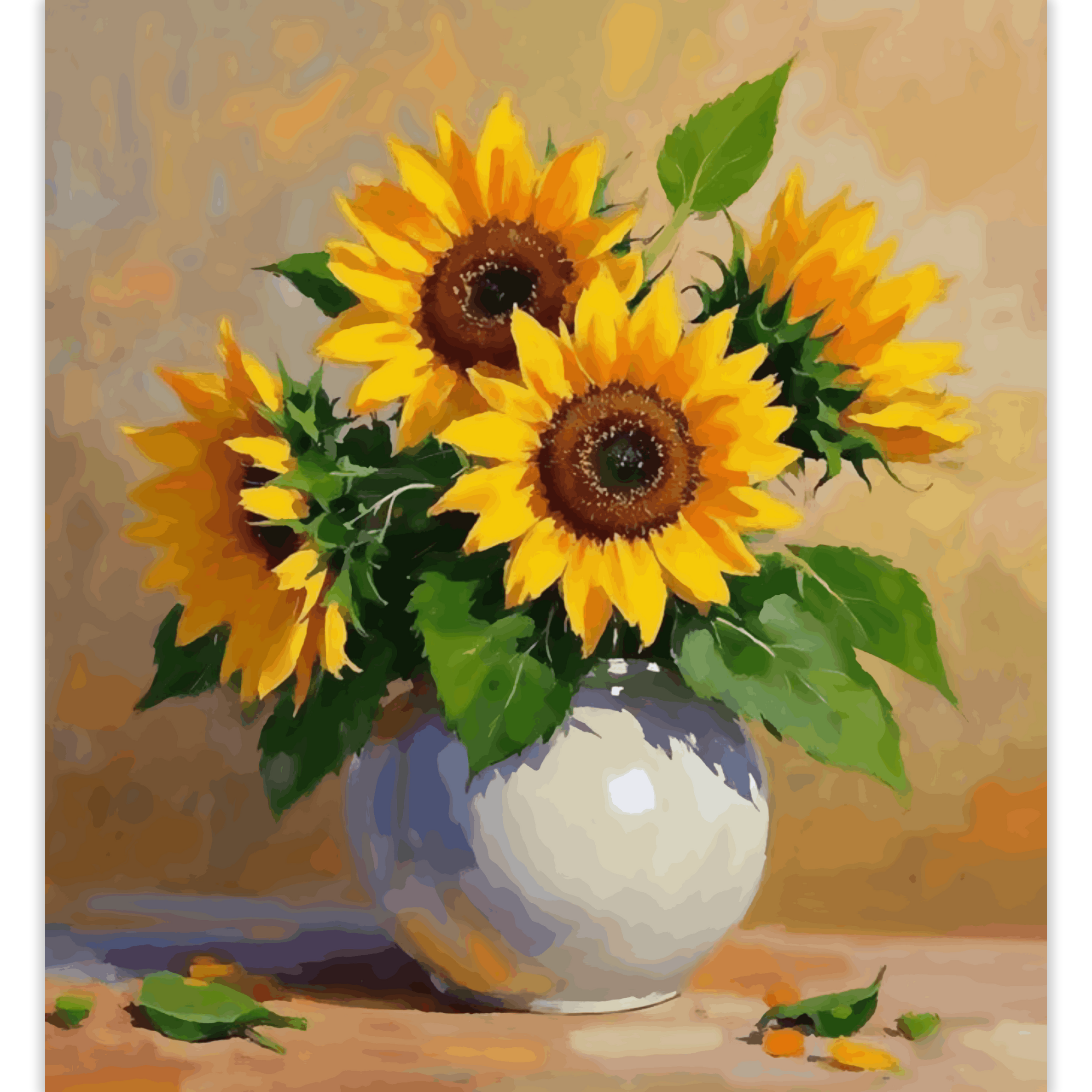 Golden Radiance in a Ceramic Vase - Sunflowers