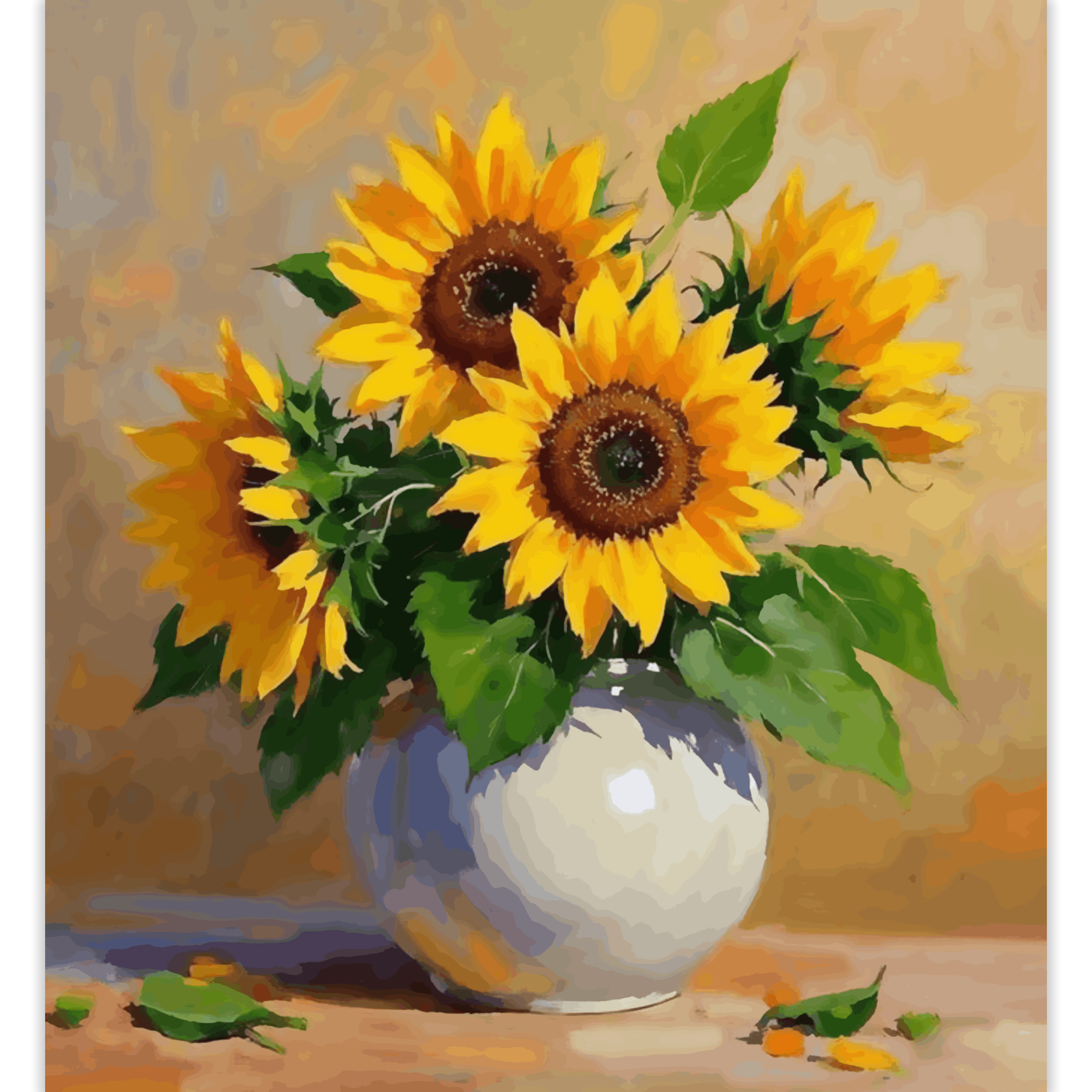 Golden Radiance in a Ceramic Vase - Sunflowers