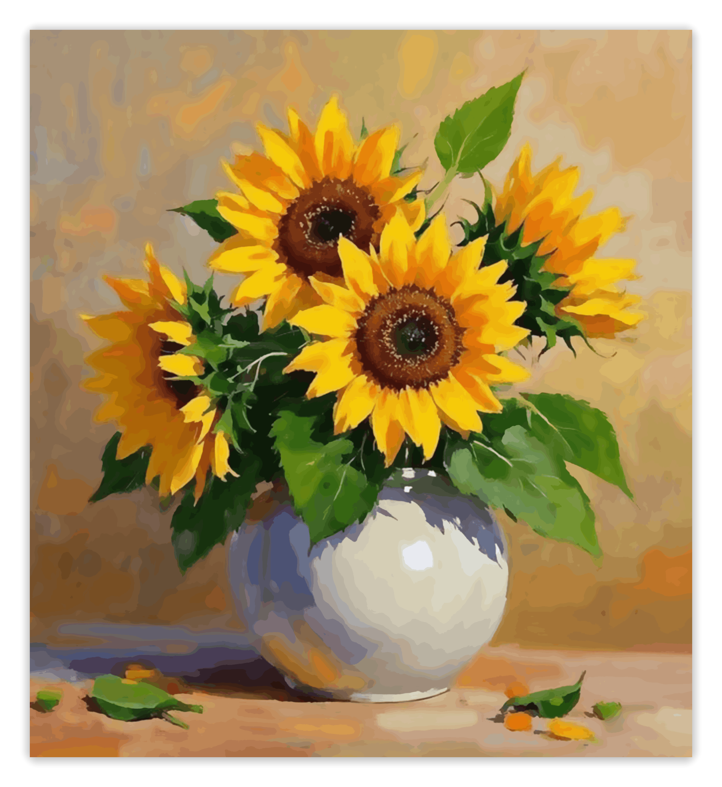 Golden Radiance in a Ceramic Vase - Sunflowers
