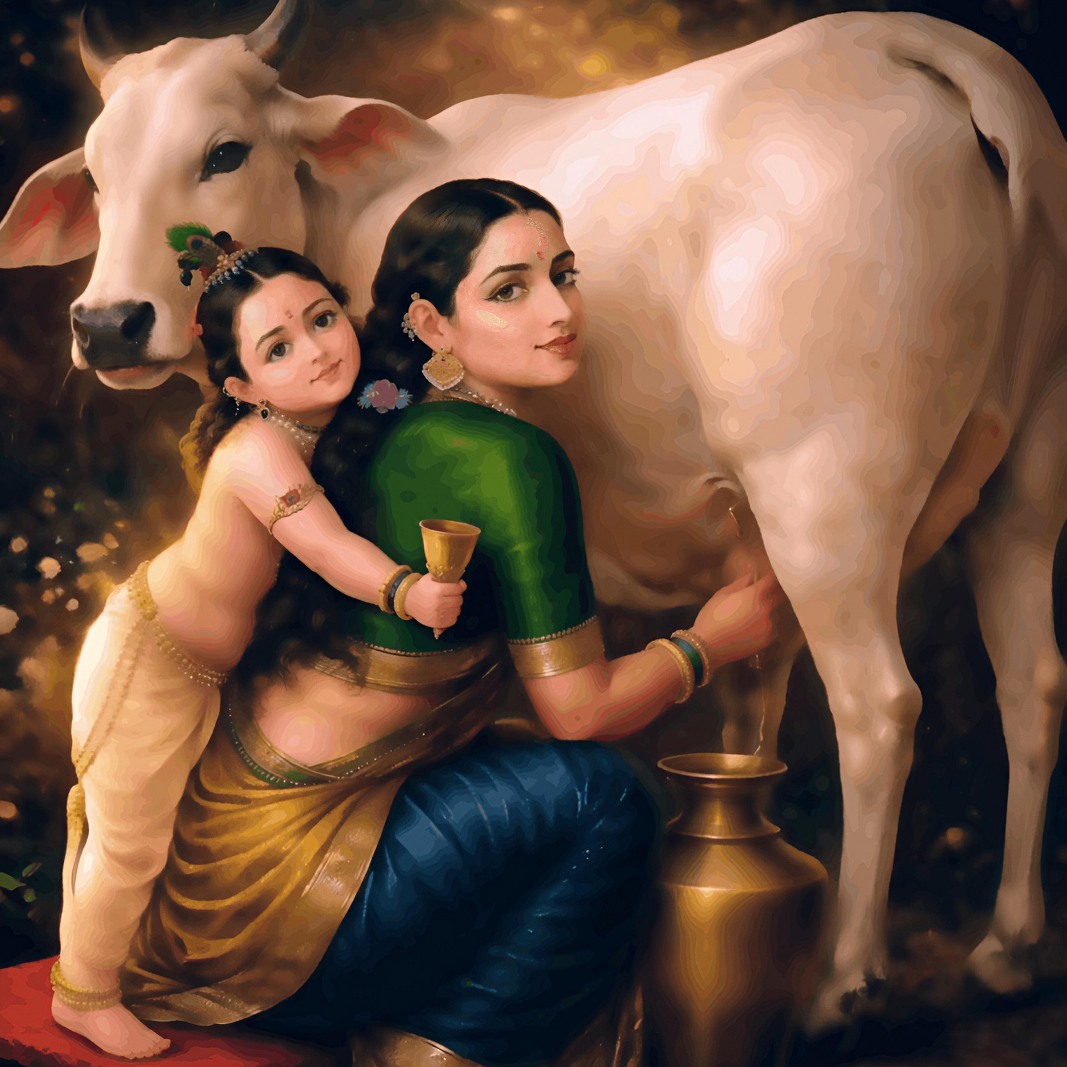 Yashoda and Krishna - Raja Ravi Verma