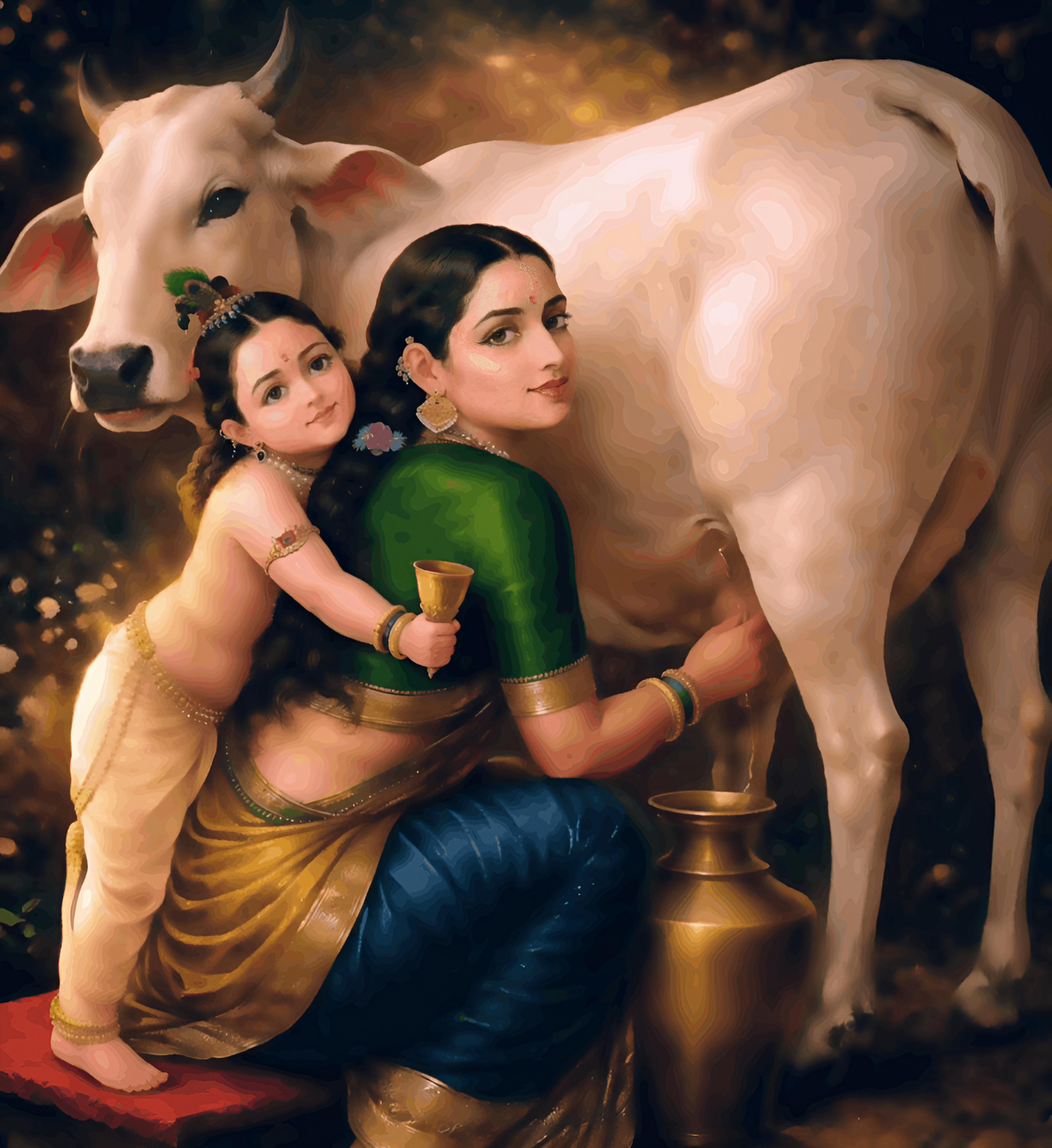 Yashoda and Krishna - Raja Ravi Verma