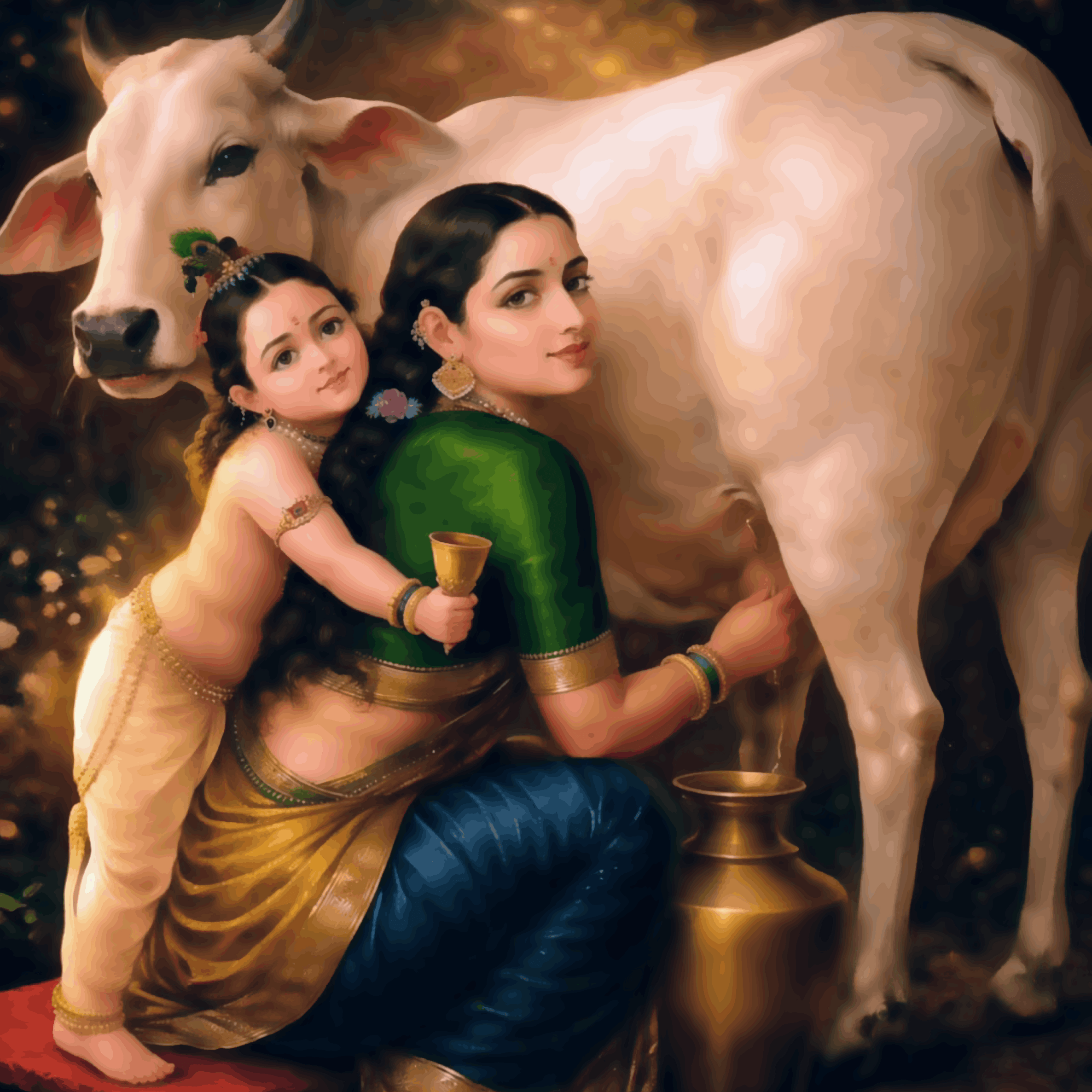 Yashoda and Krishna - Raja Ravi Verma