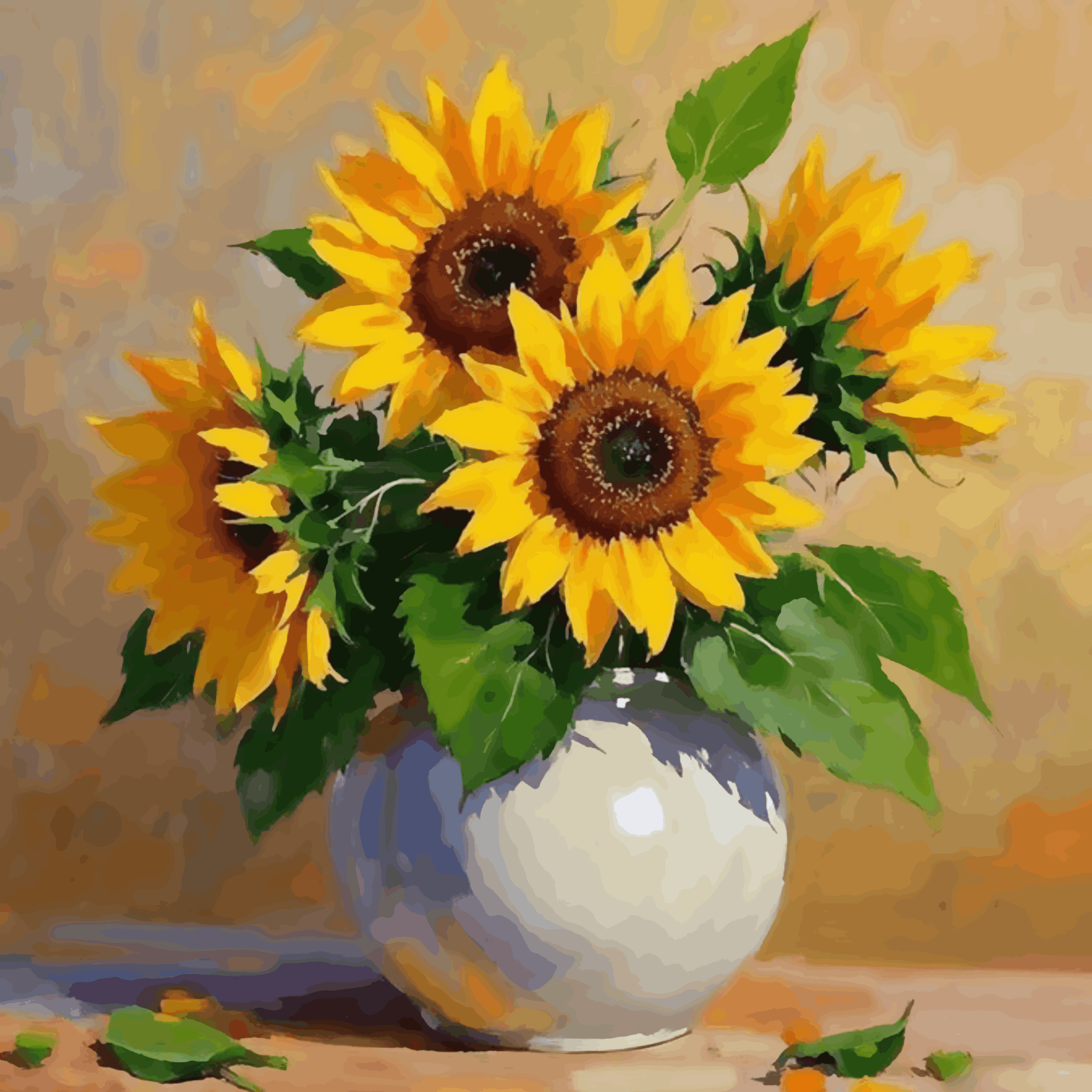Golden Radiance in a Ceramic Vase - Sunflowers