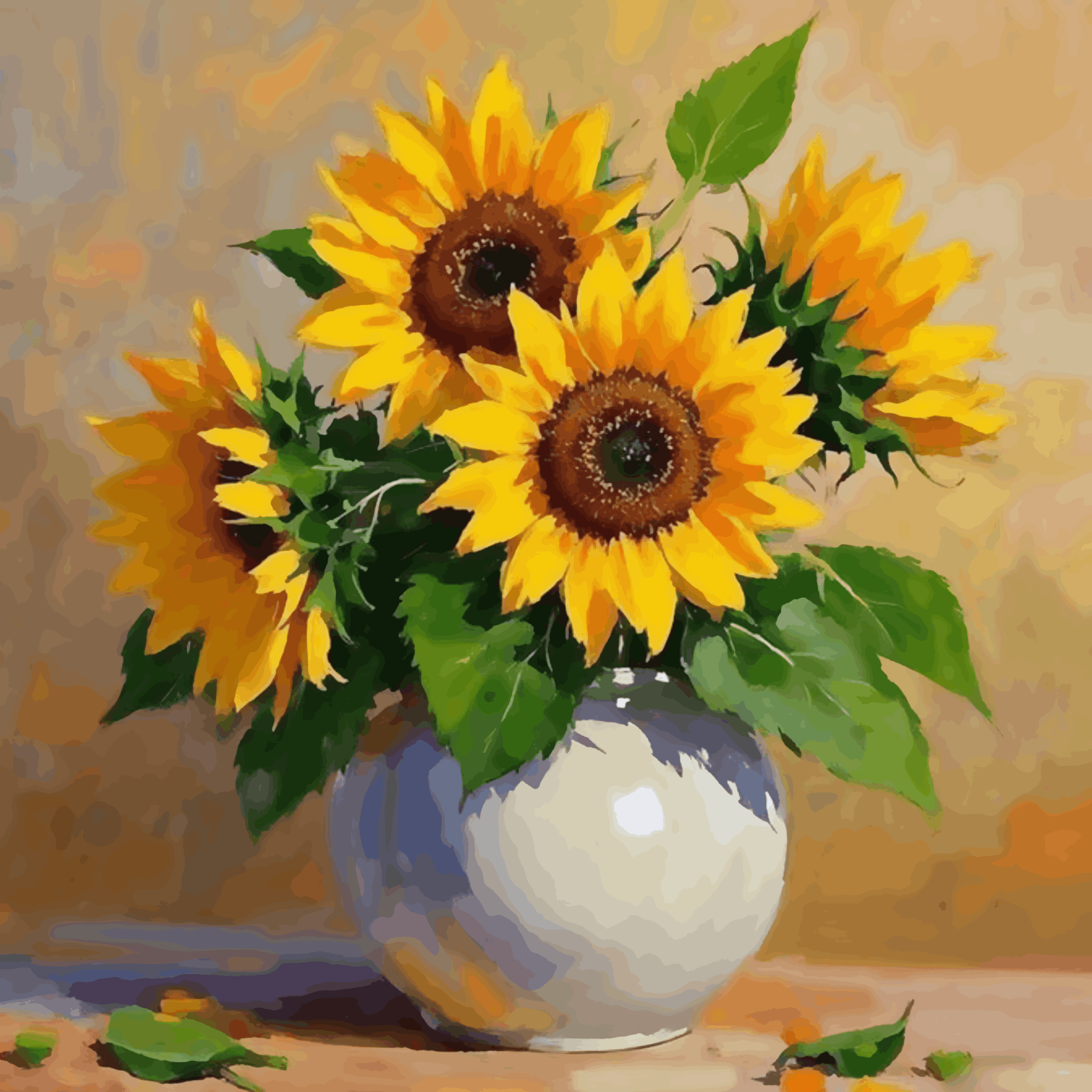 Golden Radiance in a Ceramic Vase - Sunflowers