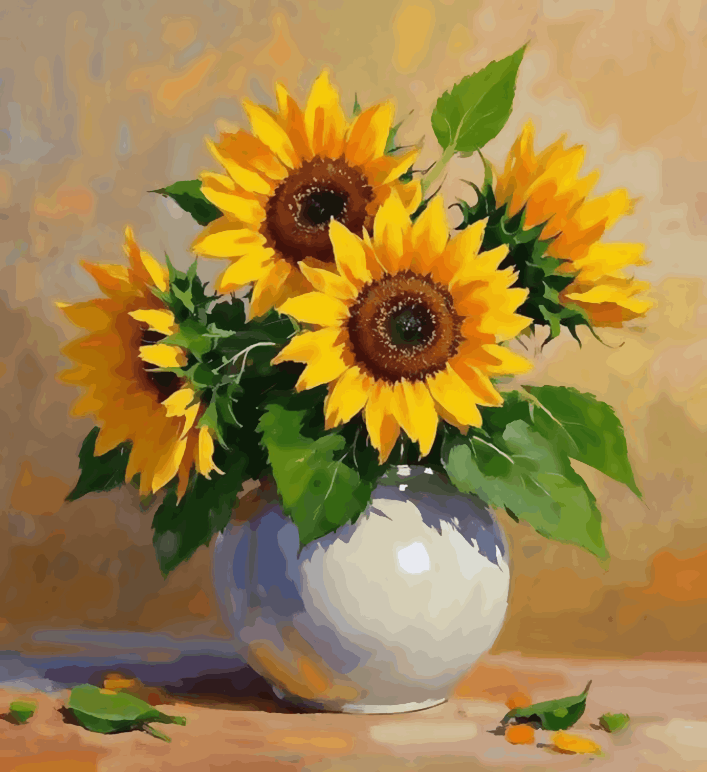 Golden Radiance in a Ceramic Vase - Sunflowers