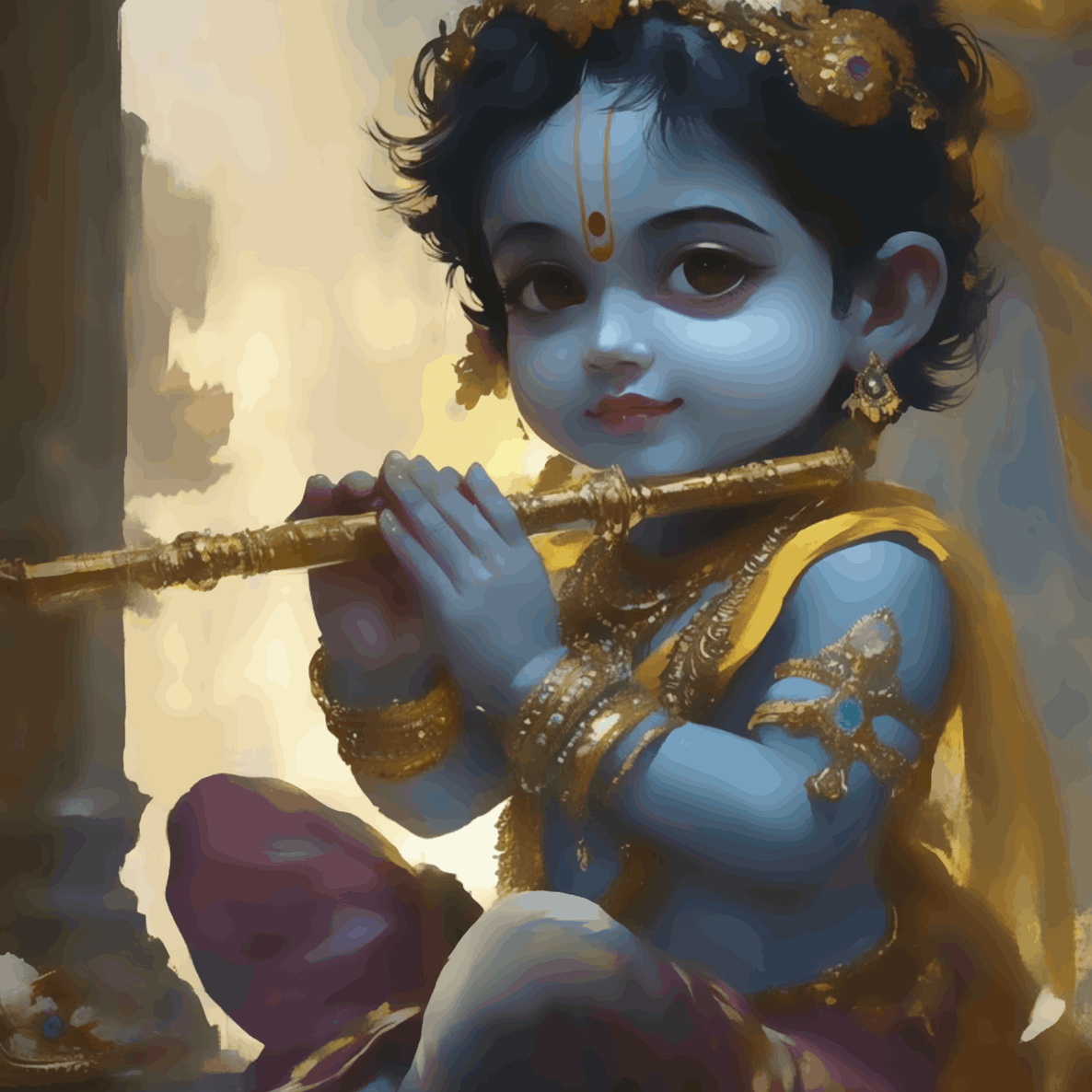 Krishna's Bliss in Blue and Gold