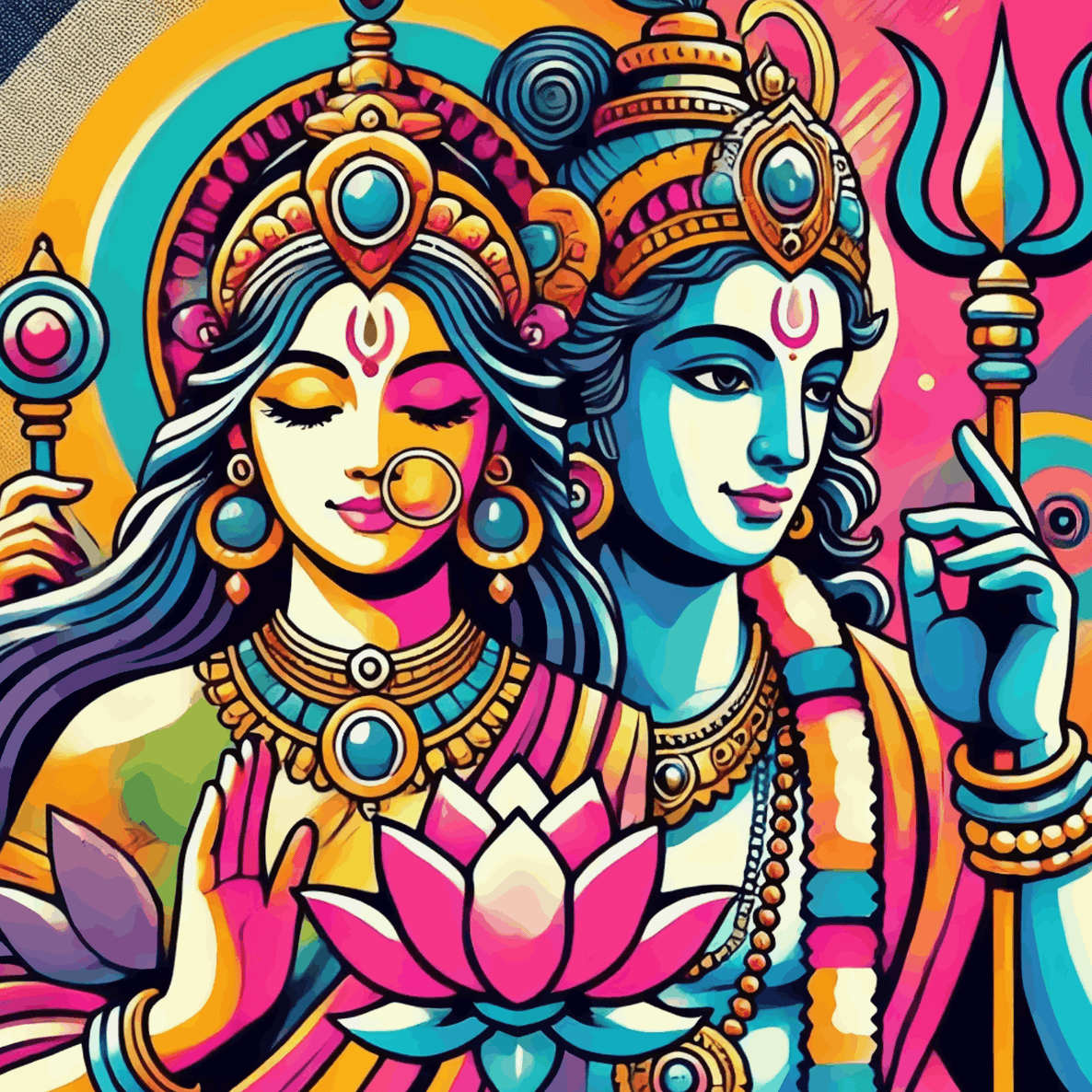 Shiv Parvati Colorfull Abstract