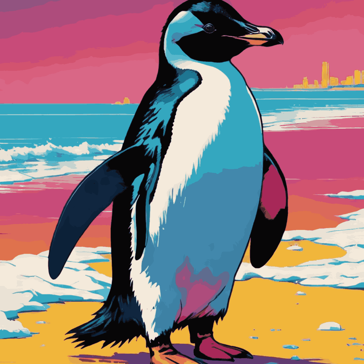 Penguin On Beach