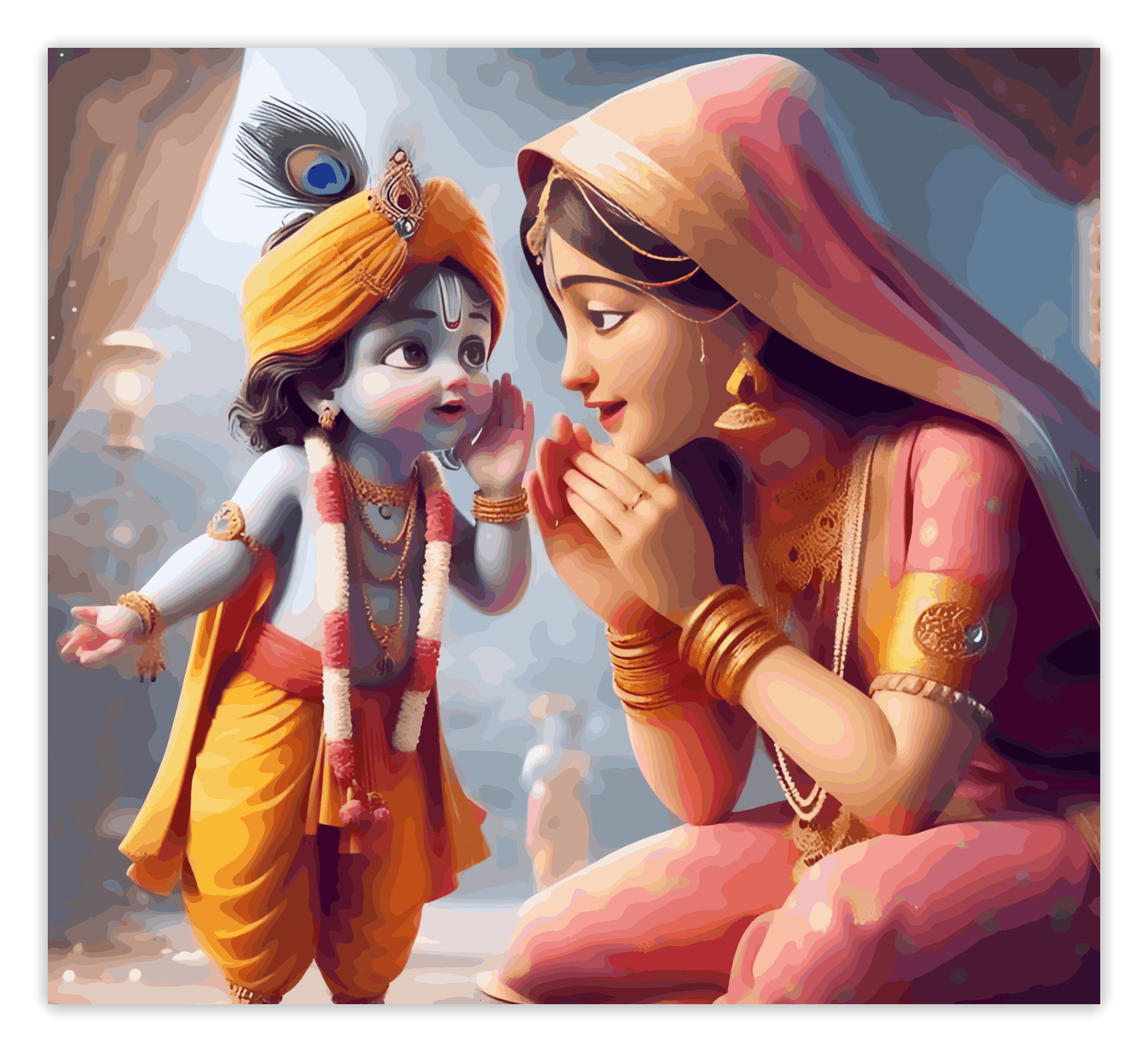 Little Krishna with Yashoda Maiya - Janmasthami