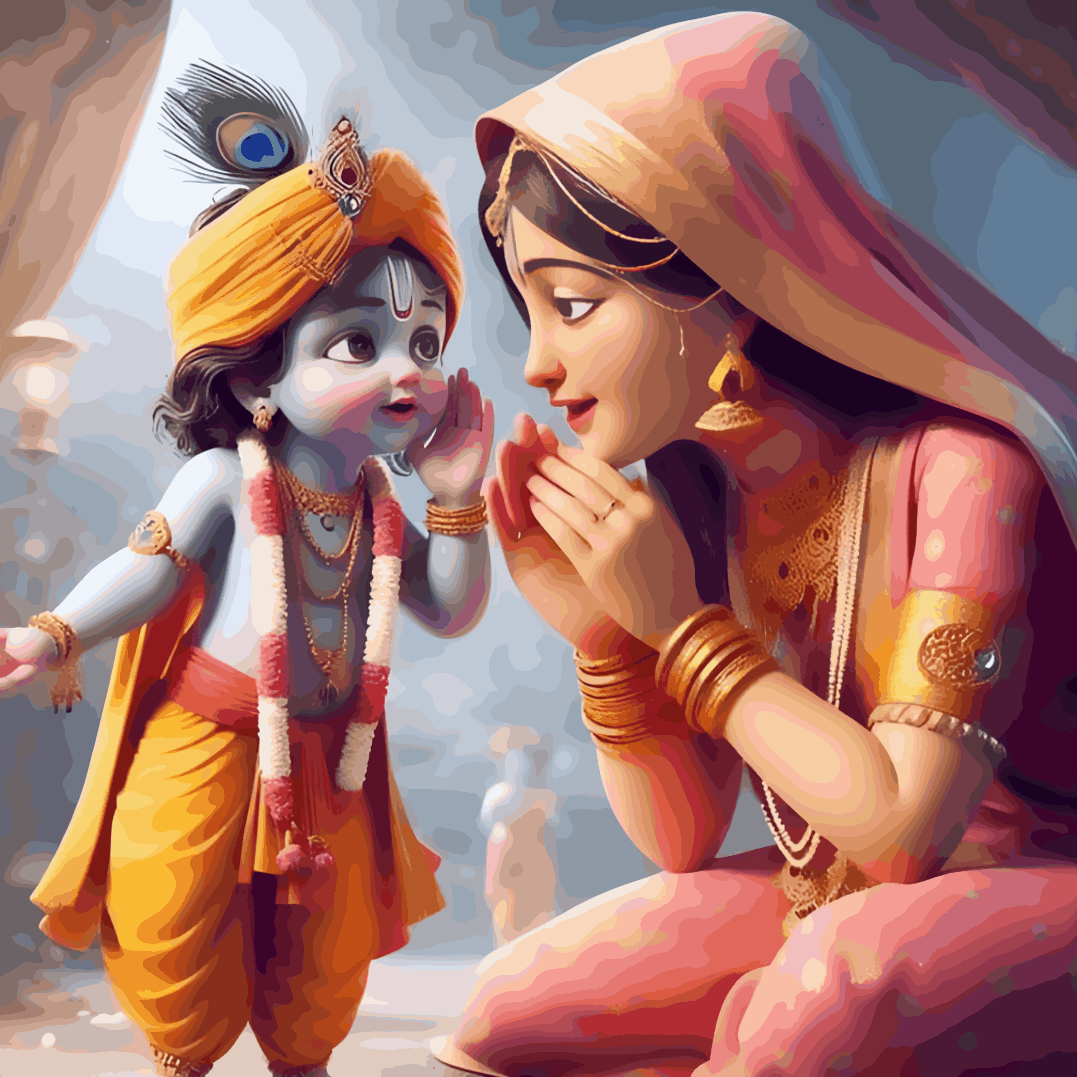 Little Krishna with Yashoda Maiya - Janmasthami