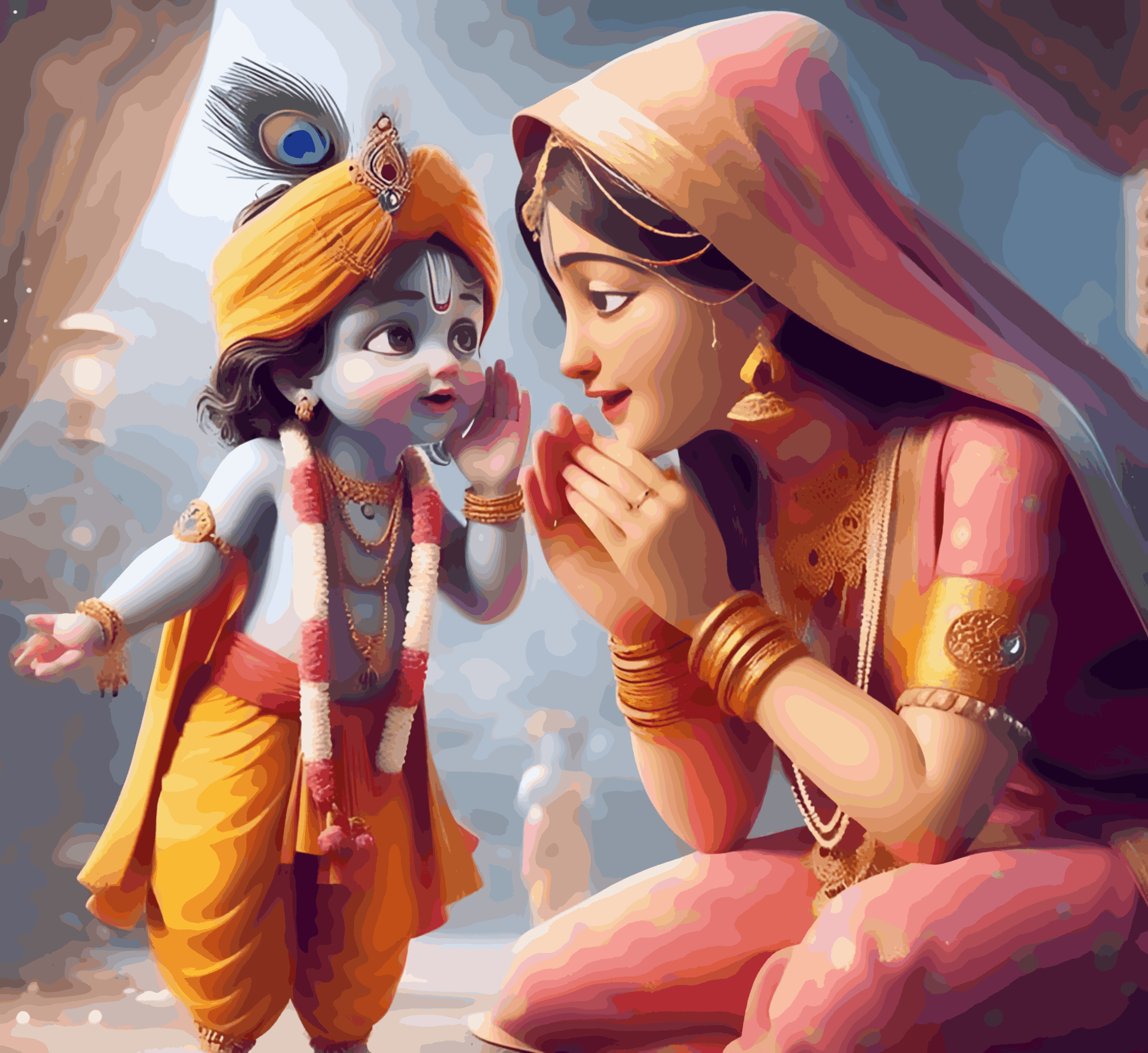 Little Krishna with Yashoda Maiya - Janmasthami