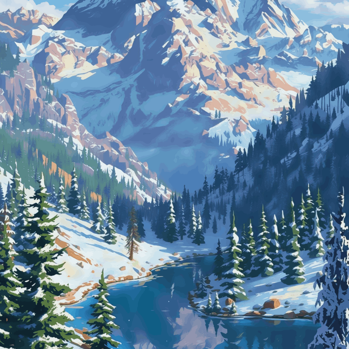 Snowy Mountain Vista - Winter Edition