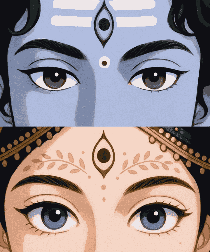 Shiv and Parvati Eyes Embrace
