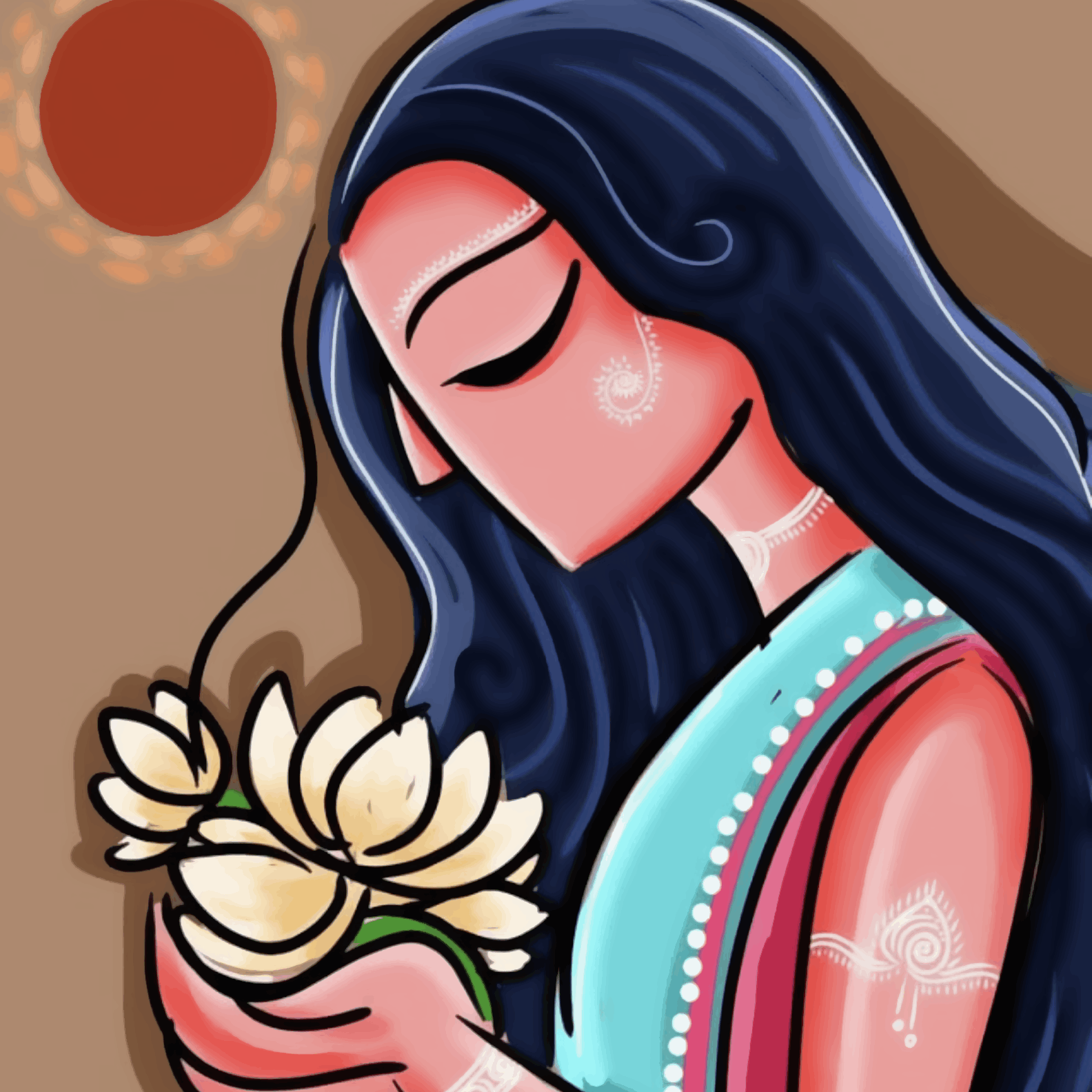 Bengoli Lady with flowers