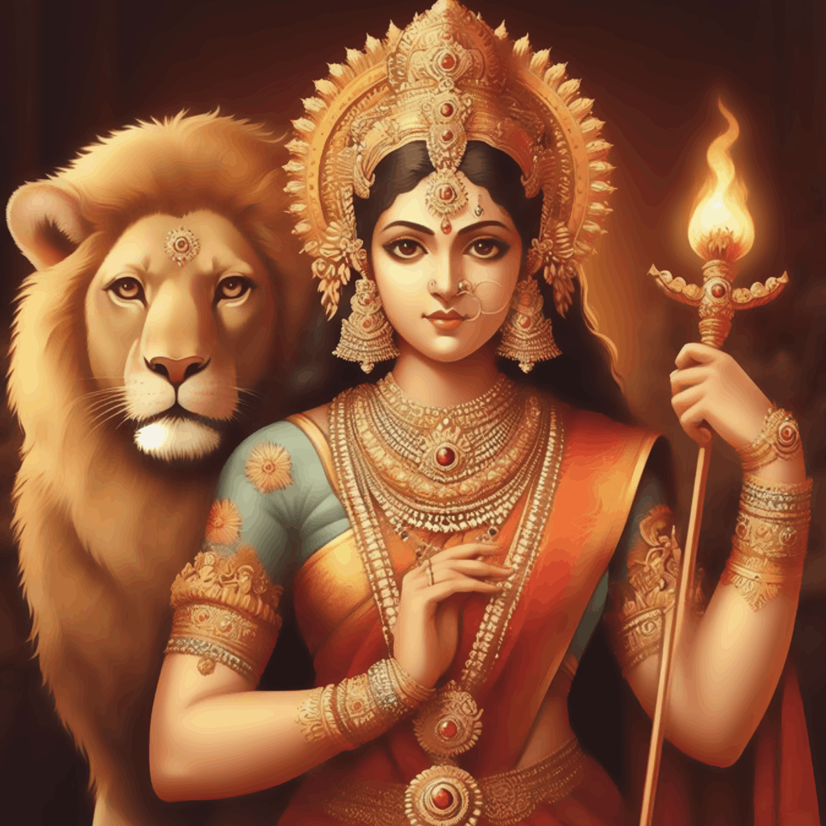 Goddess Durga with Lion