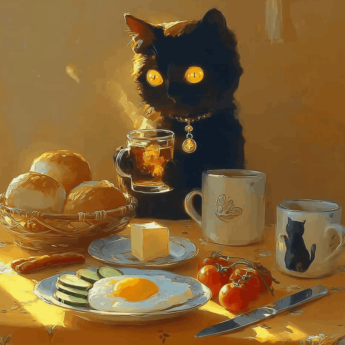 Morning Brew with Feline Company