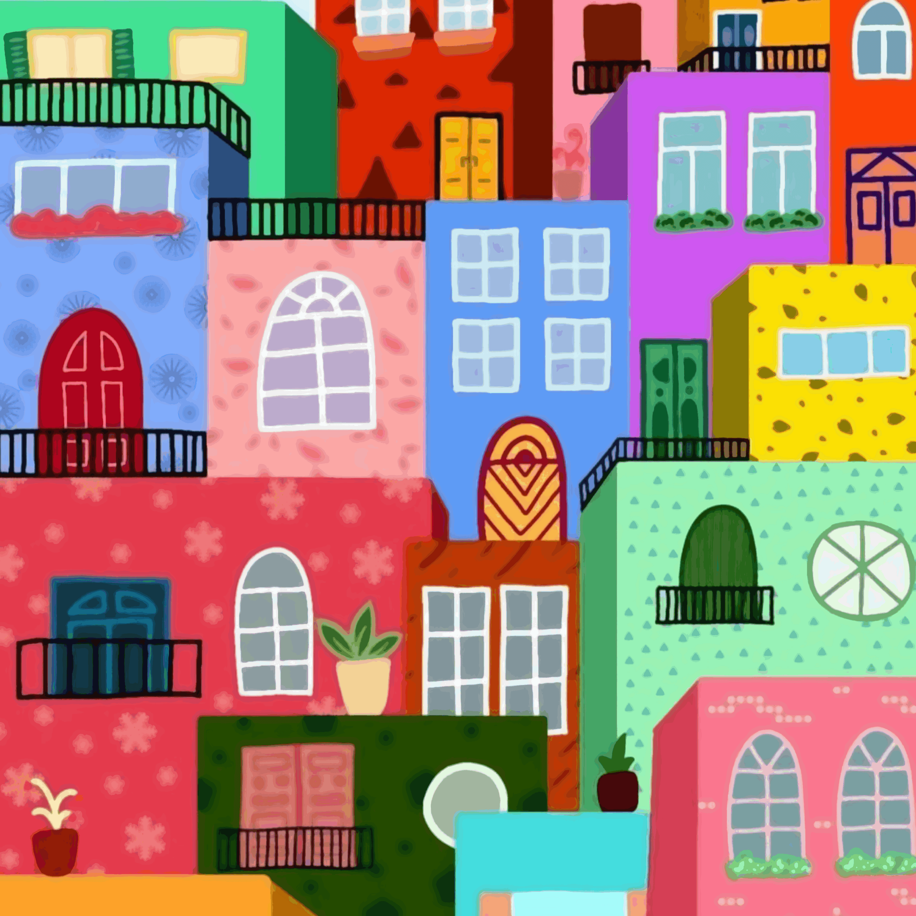 Colorful Town Dot by Number Kit