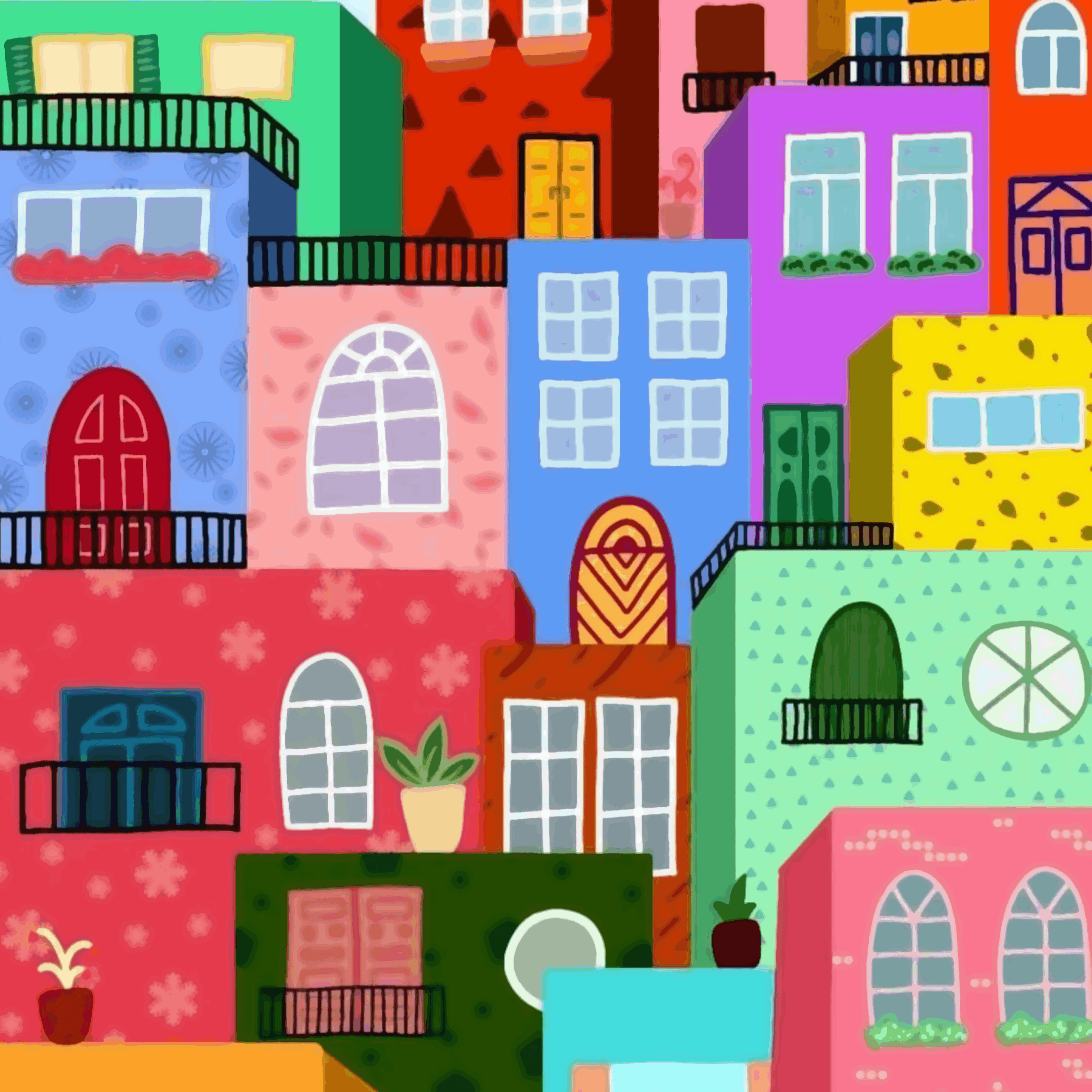 Colorful Town Dot by Number Kit