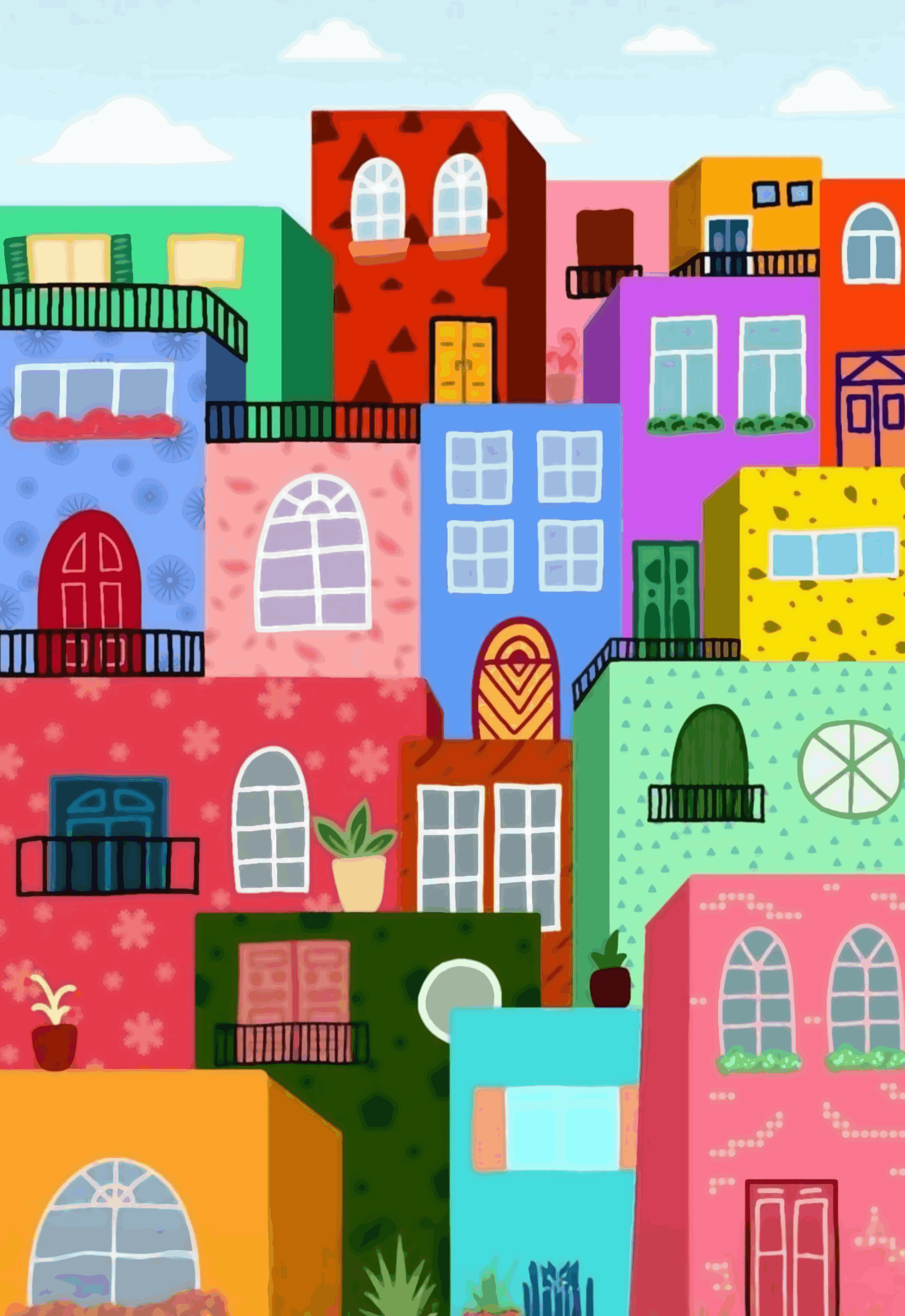 Colorful Town Dot by Number Kit