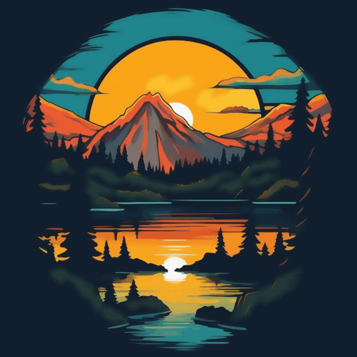 Sunset Reflection in Lake