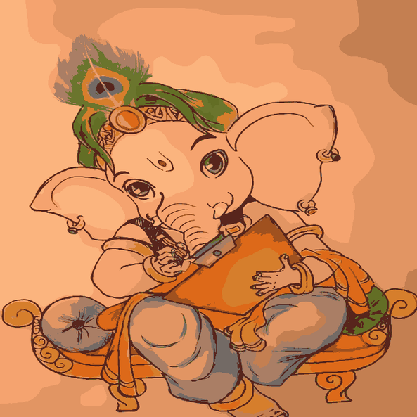 Bal Ganesha Writing