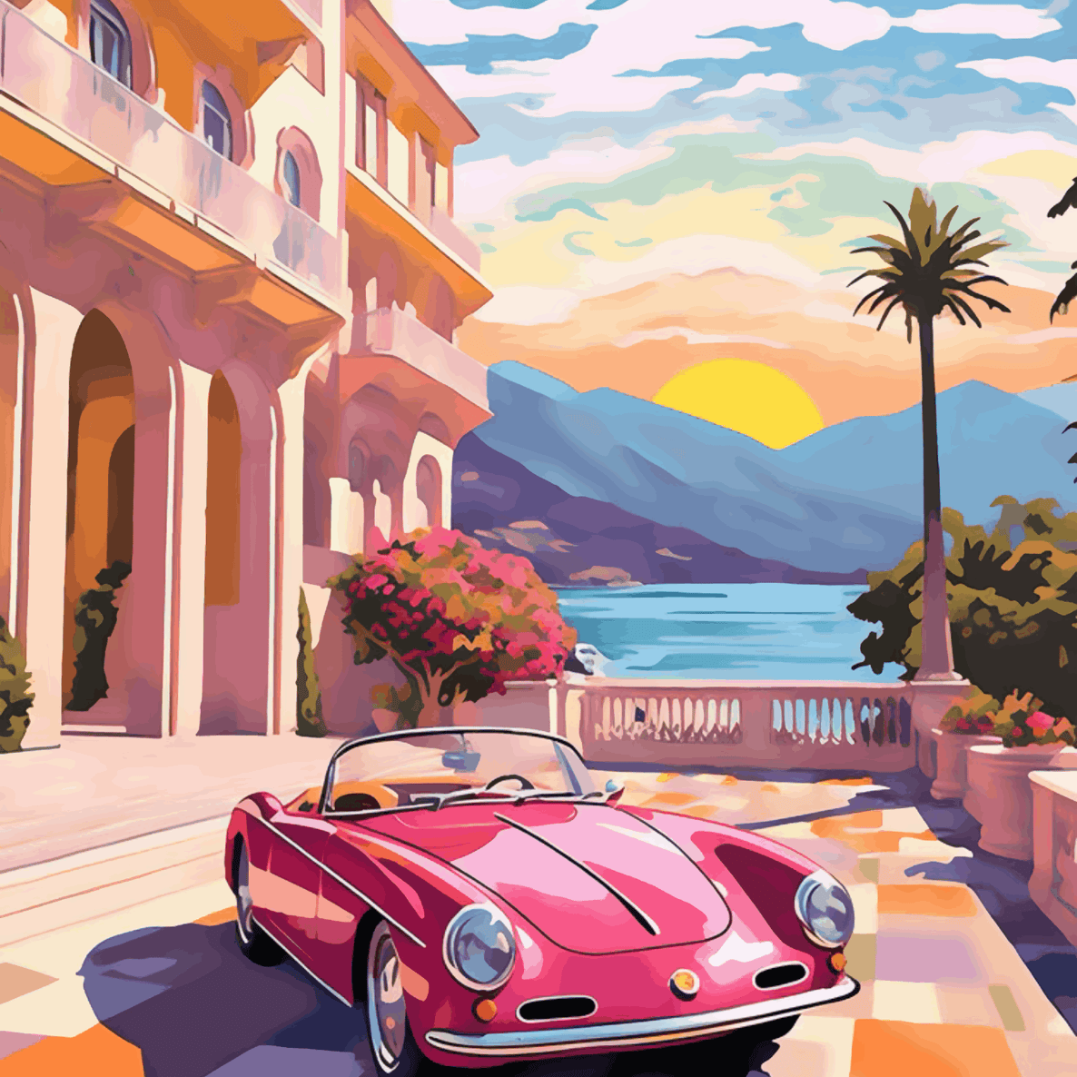 Monaco Car mountain in Back