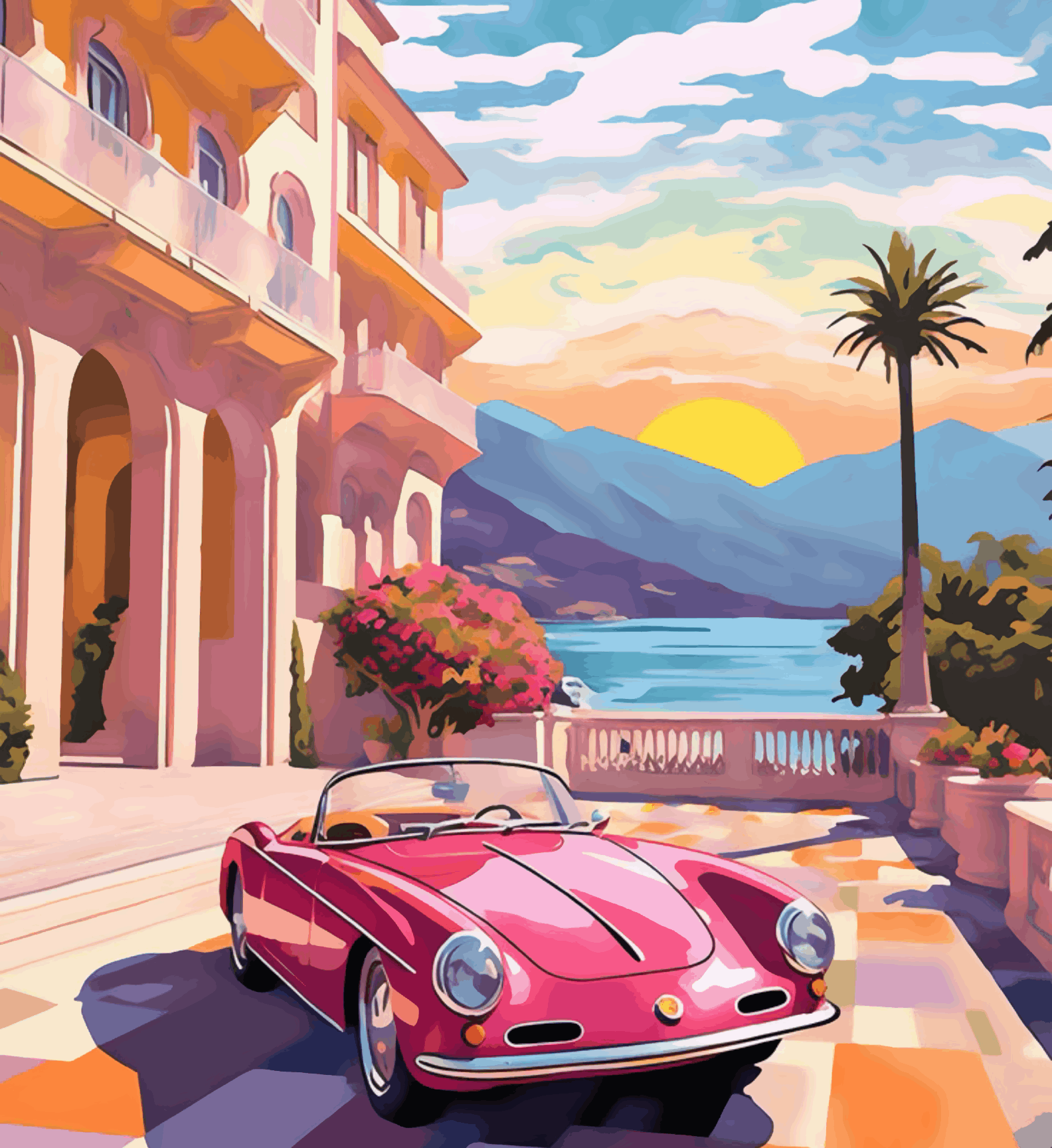 Monaco Car mountain in Back