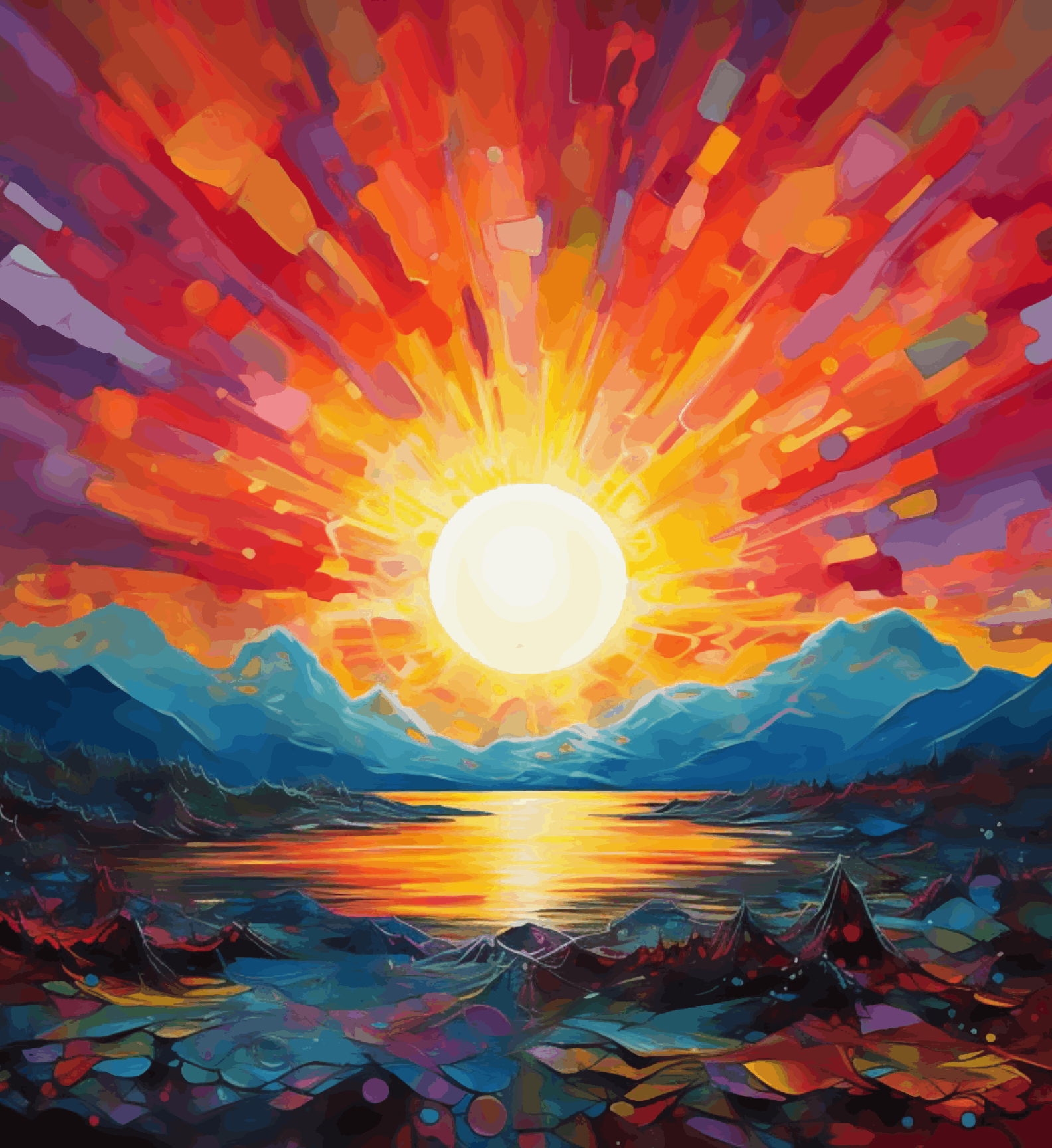 Abstract Mountain Sunset Portrait