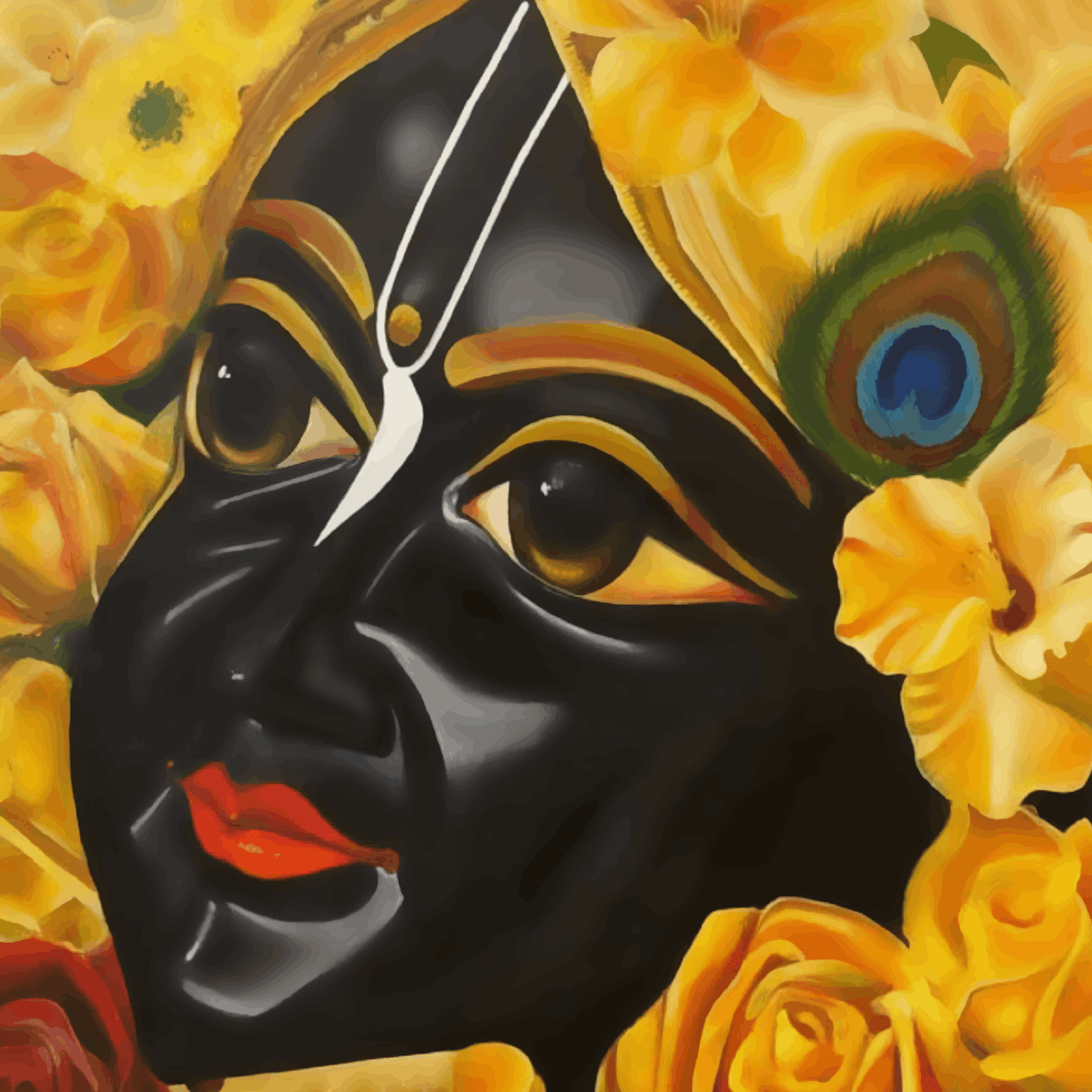 Lord Krishna In Floral Aura