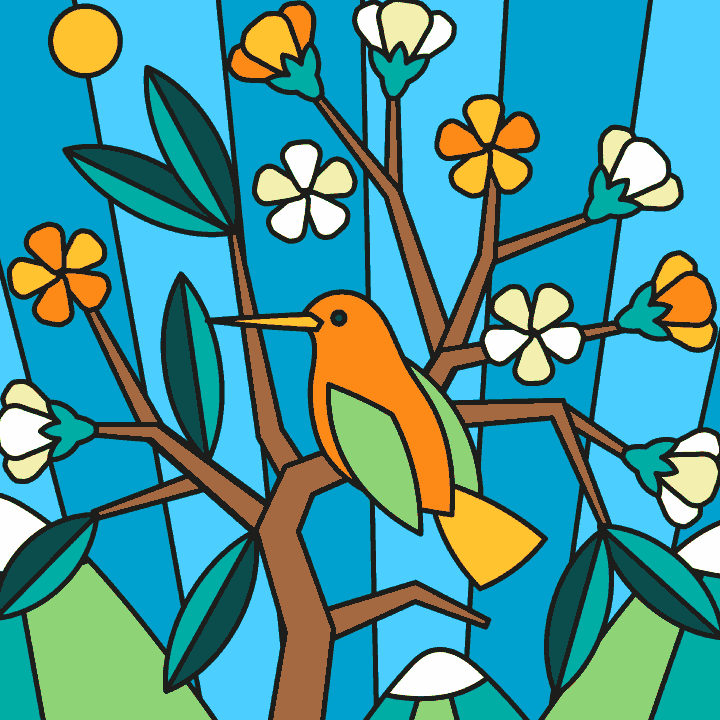 Bird Stained Glass Style