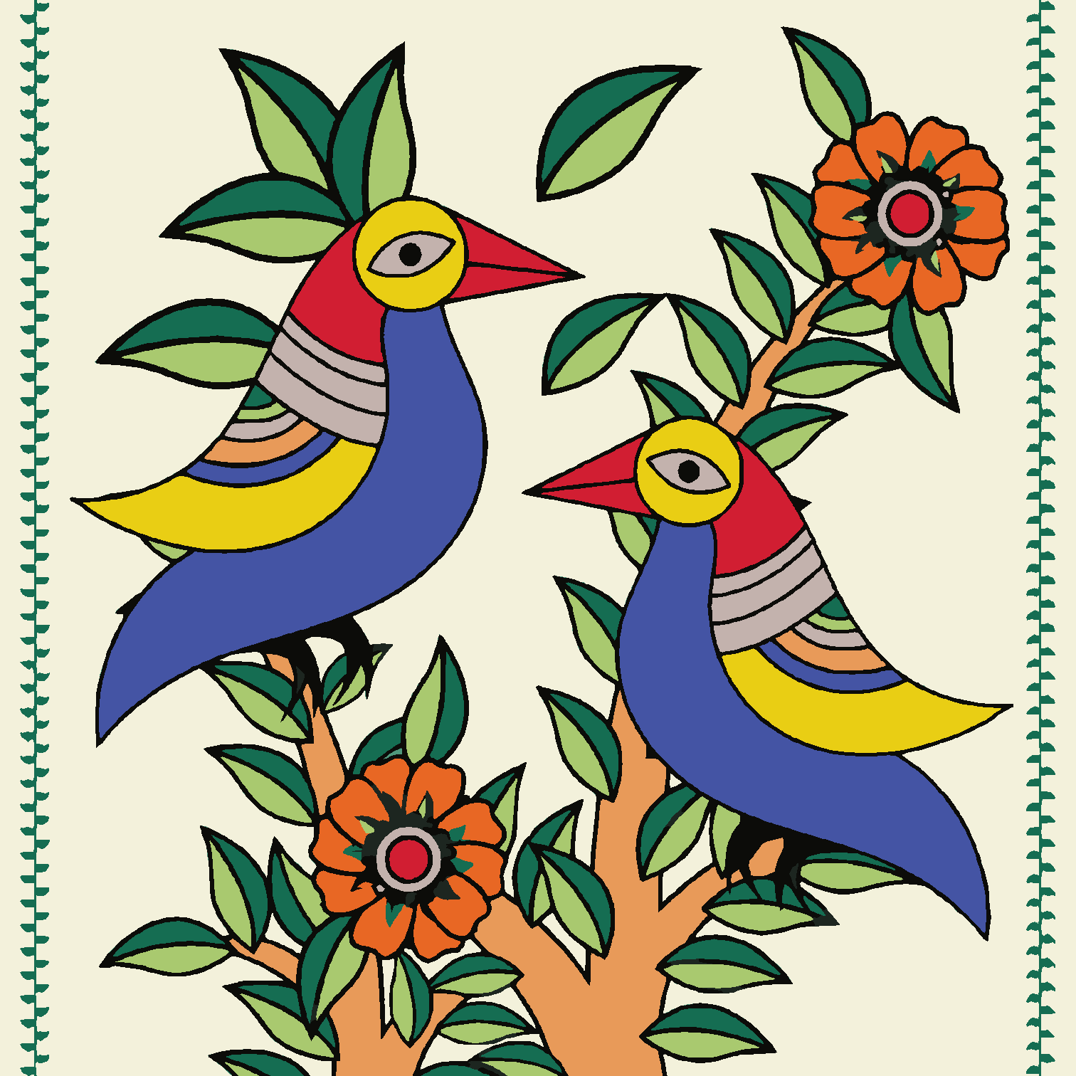 Birds - Madhubani Art