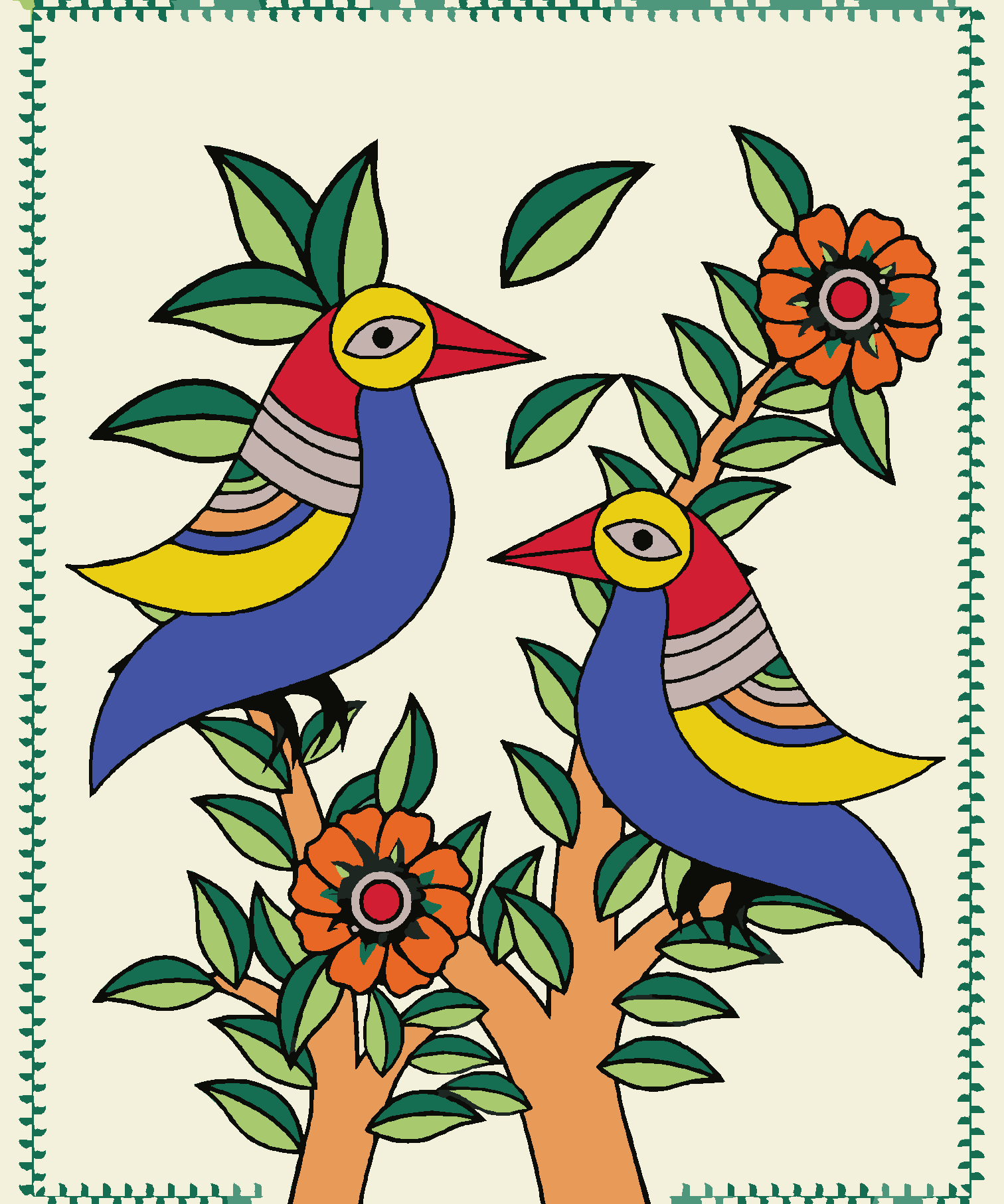 Birds - Madhubani Art