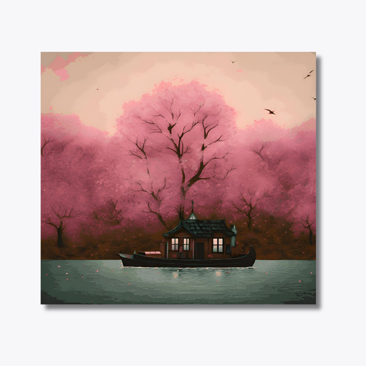 House Boat Pink Trees
