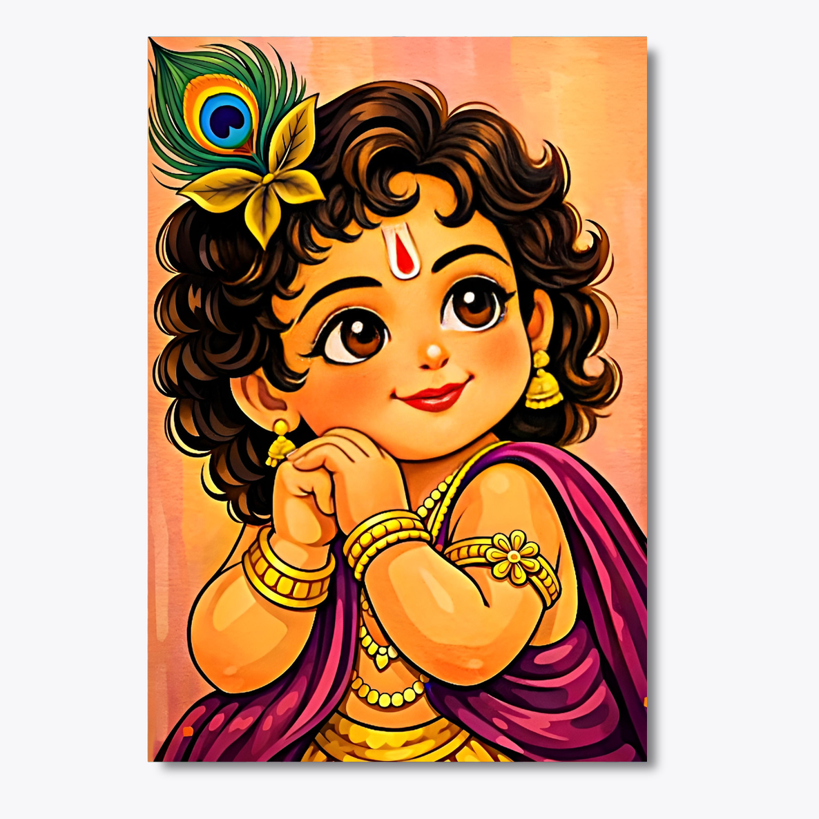 Peacock Prince Krishna - Dot by Number