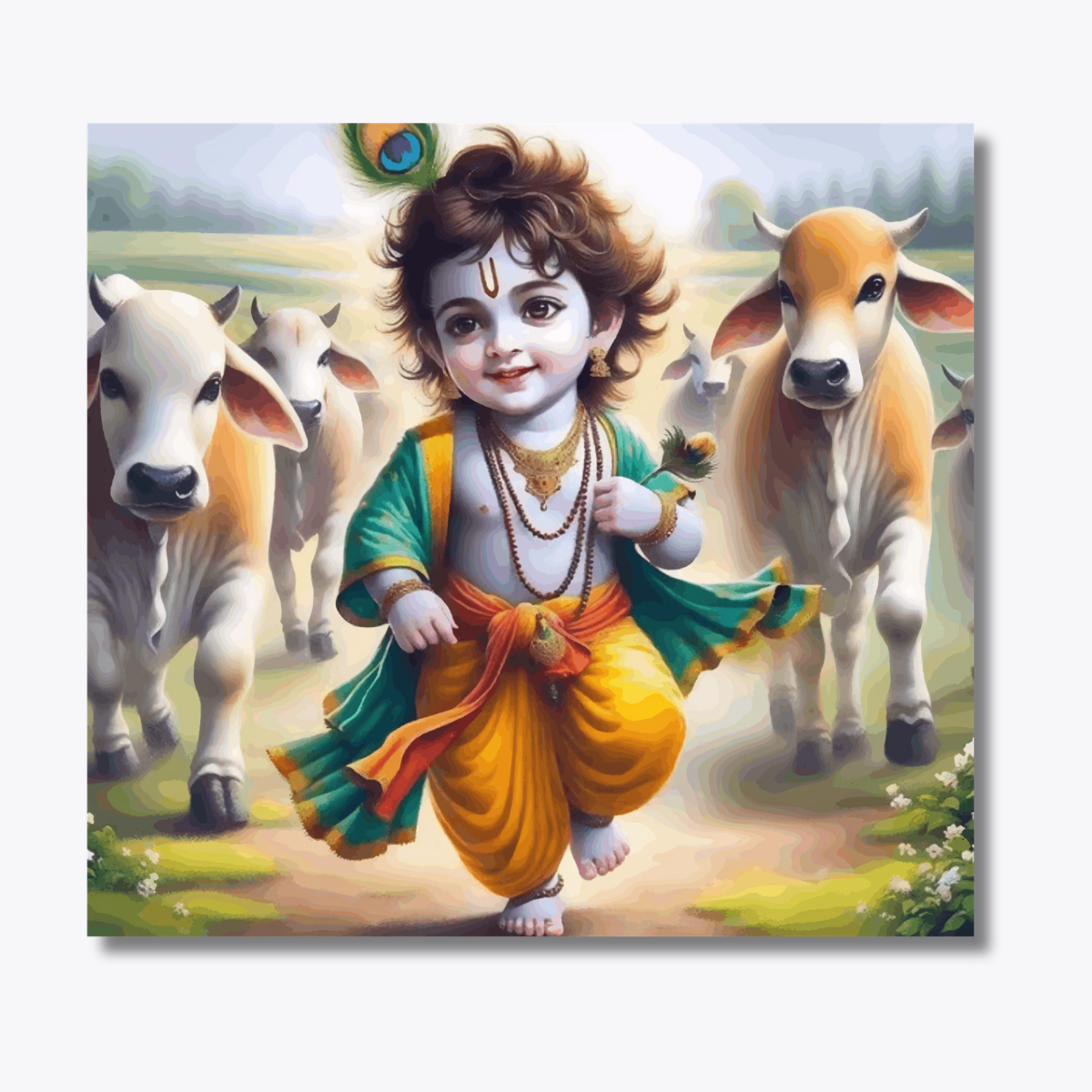 Bal Krishna playing with cows - Janmashtami