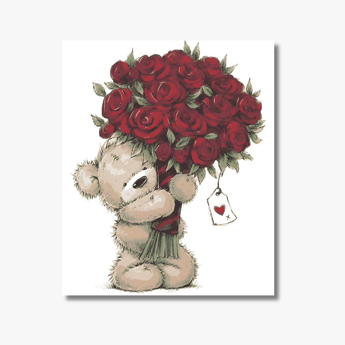 Bear with Bouquet of Roses - Valentine Special