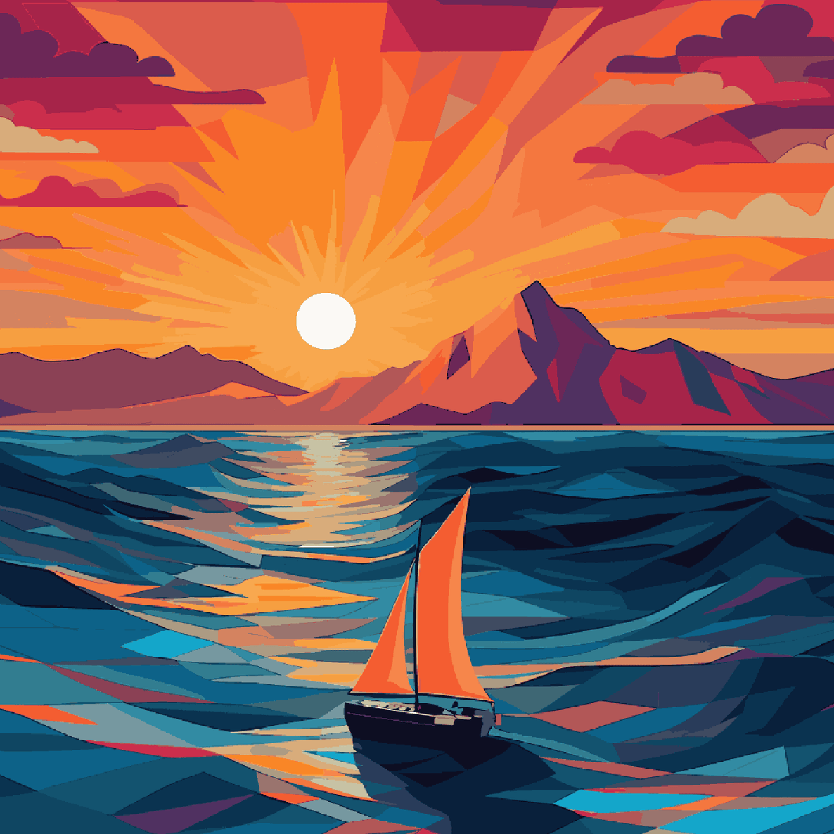 Boat Sailing in Sunset