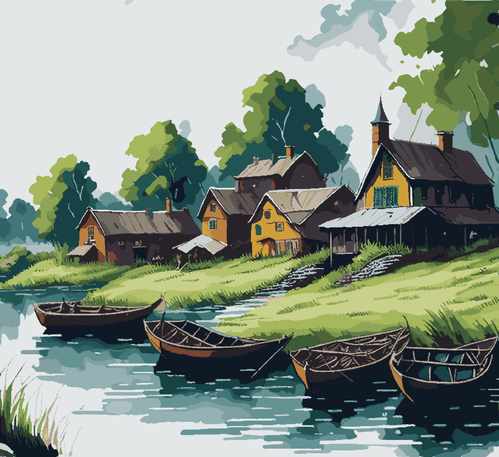 Boats at the River Bank