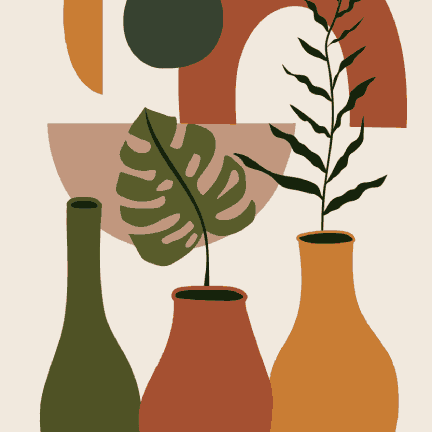 Boho Leaves with Vase