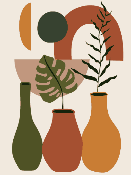 Boho Leaves with Vase