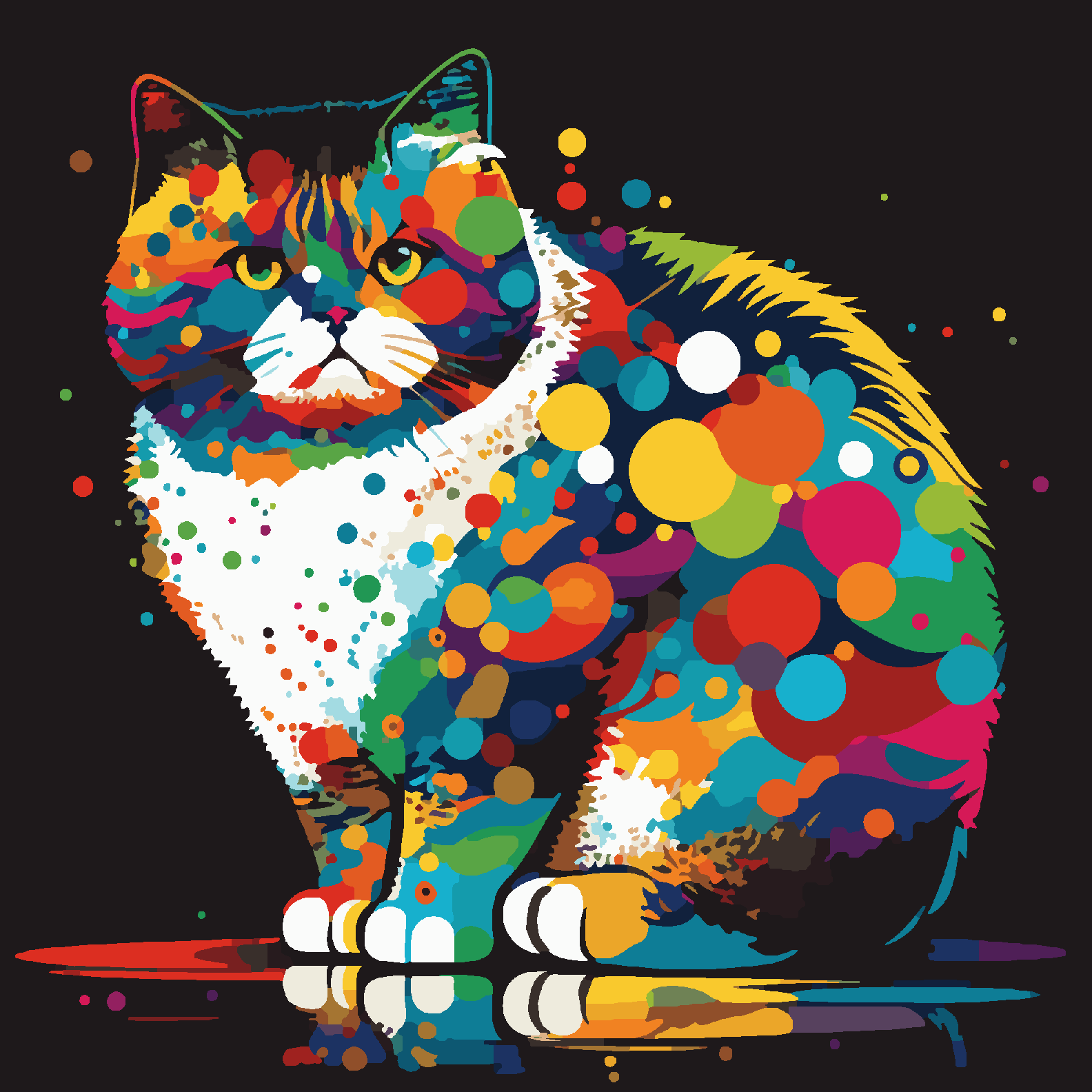 Cat Abstract Dots