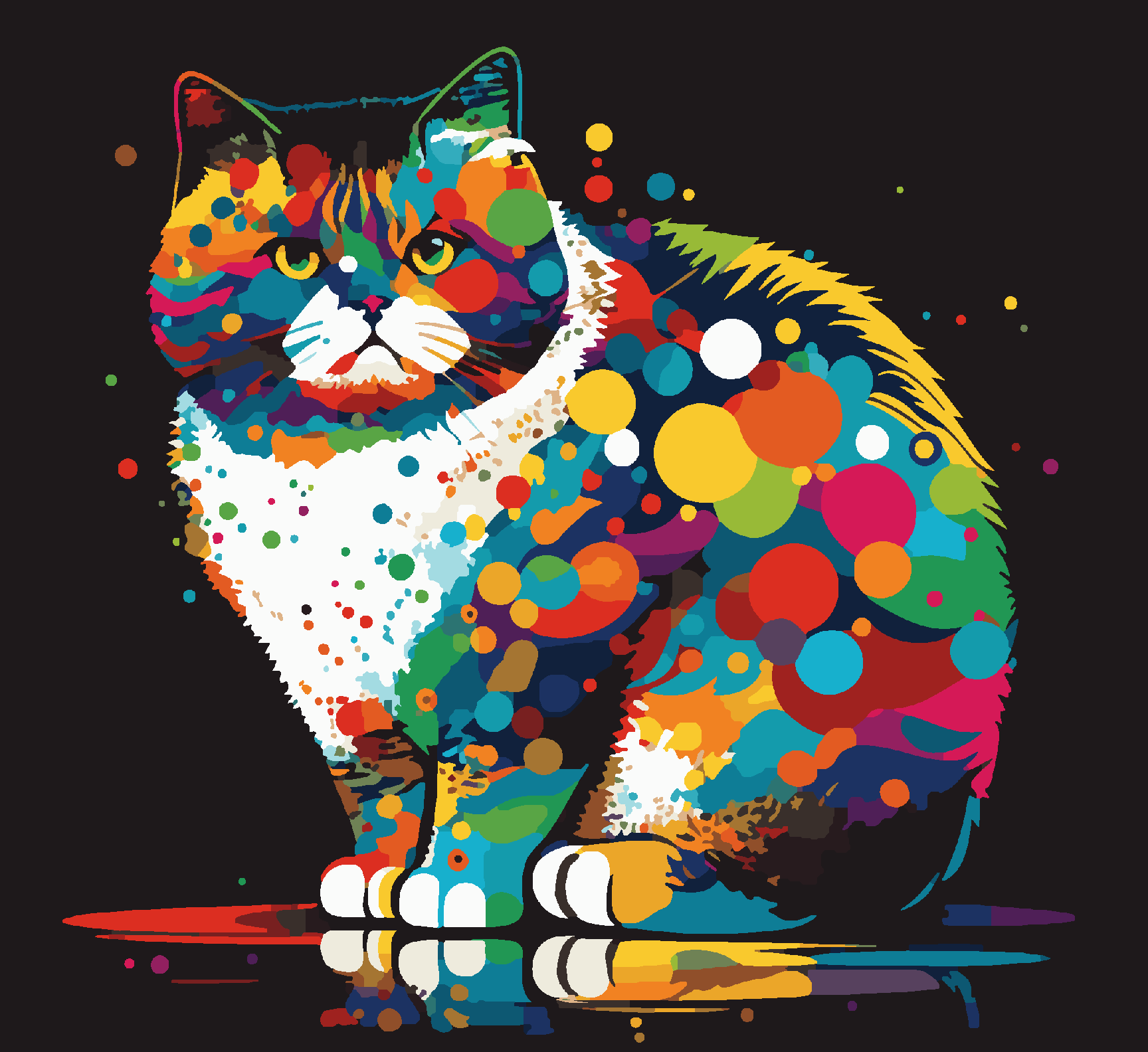 Cat Abstract Dots