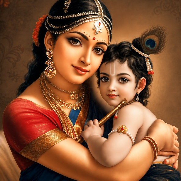 Maa Yashoda with baby Krishna - Janmasthami