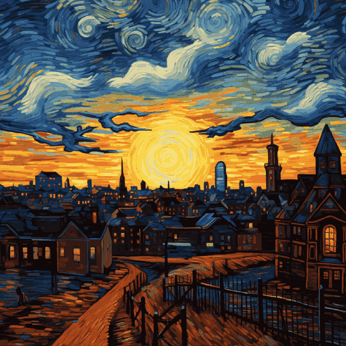 City Life Van Gogh Style