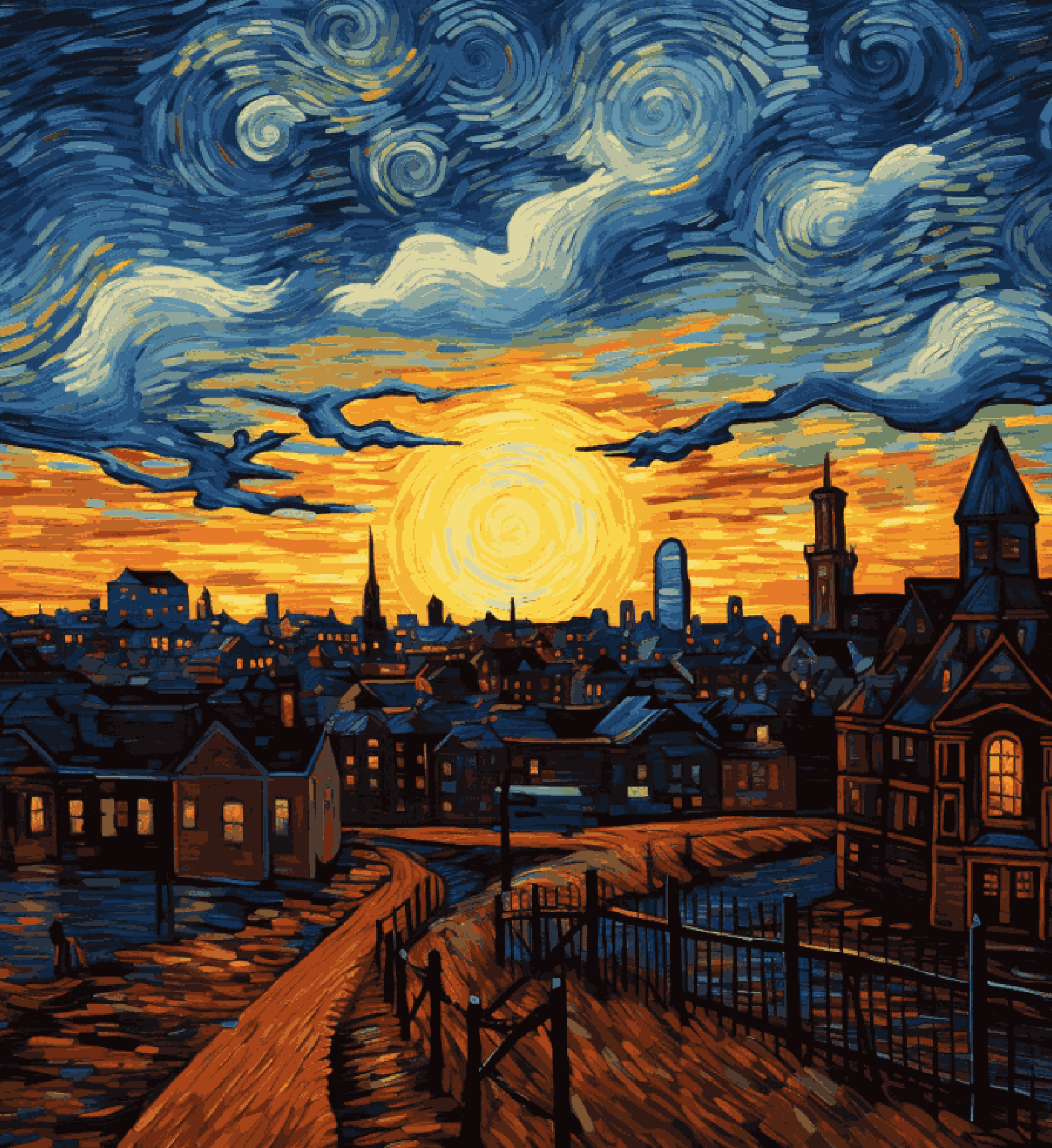 City Life Van Gogh Style